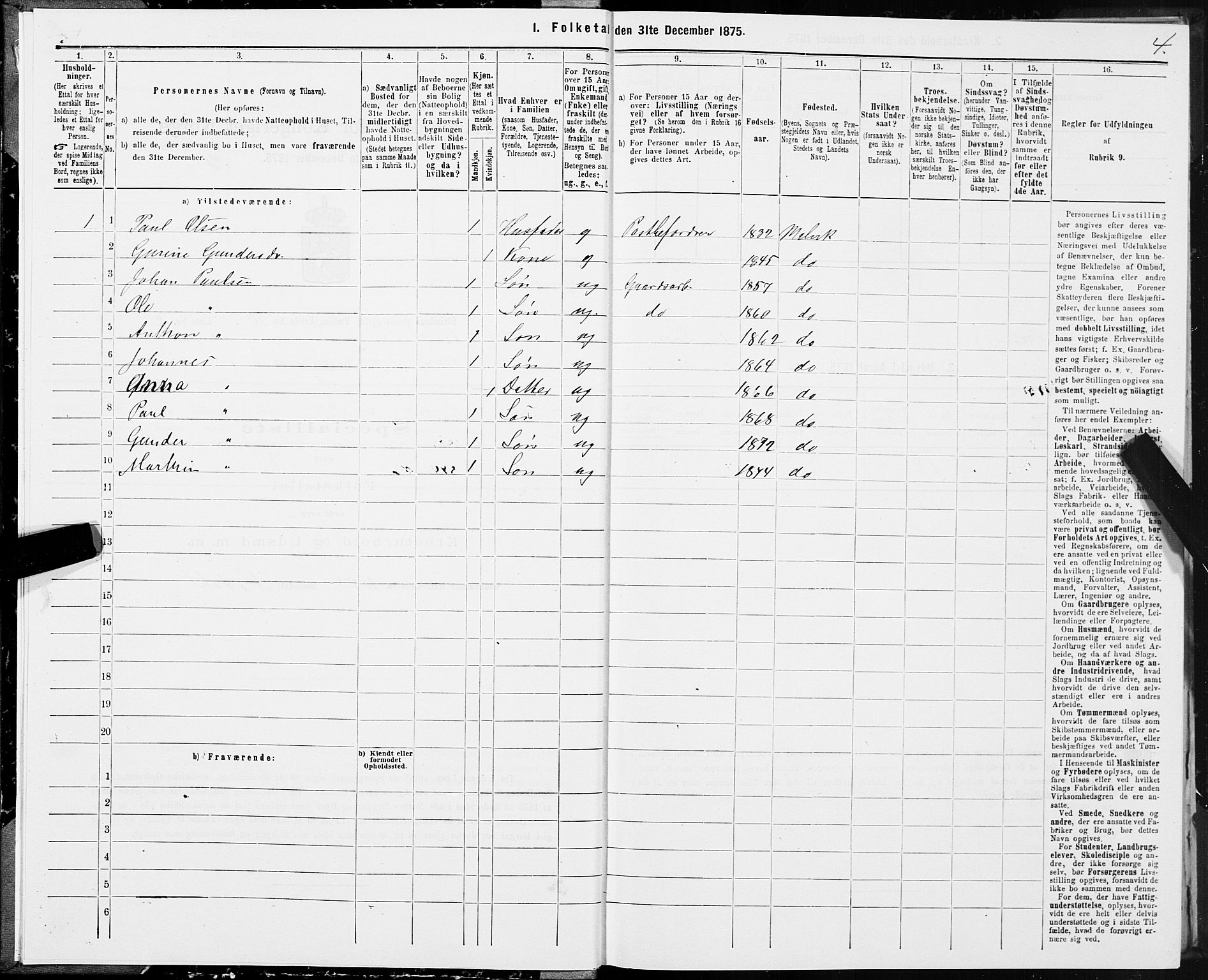 SAT, 1875 census for 1660P Strinda, 1875, p. 6004