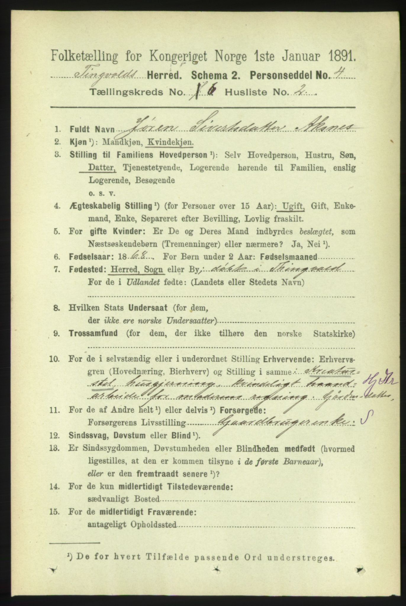 RA, 1891 census for 1560 Tingvoll, 1891, p. 2438