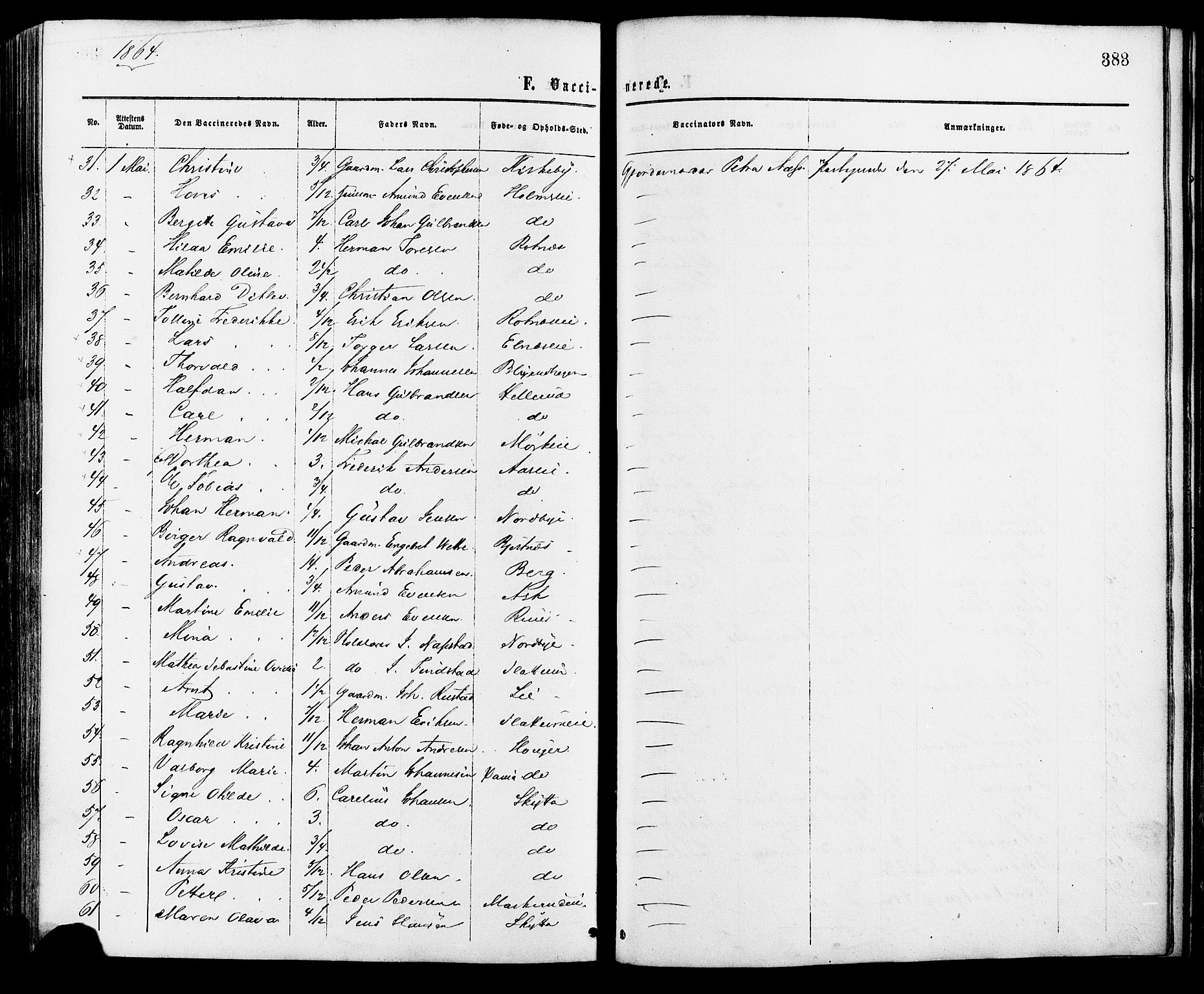 Nittedal prestekontor Kirkebøker, AV/SAO-A-10365a/F/Fa/L0006: Parish register (official) no. I 6, 1863-1878, p. 383