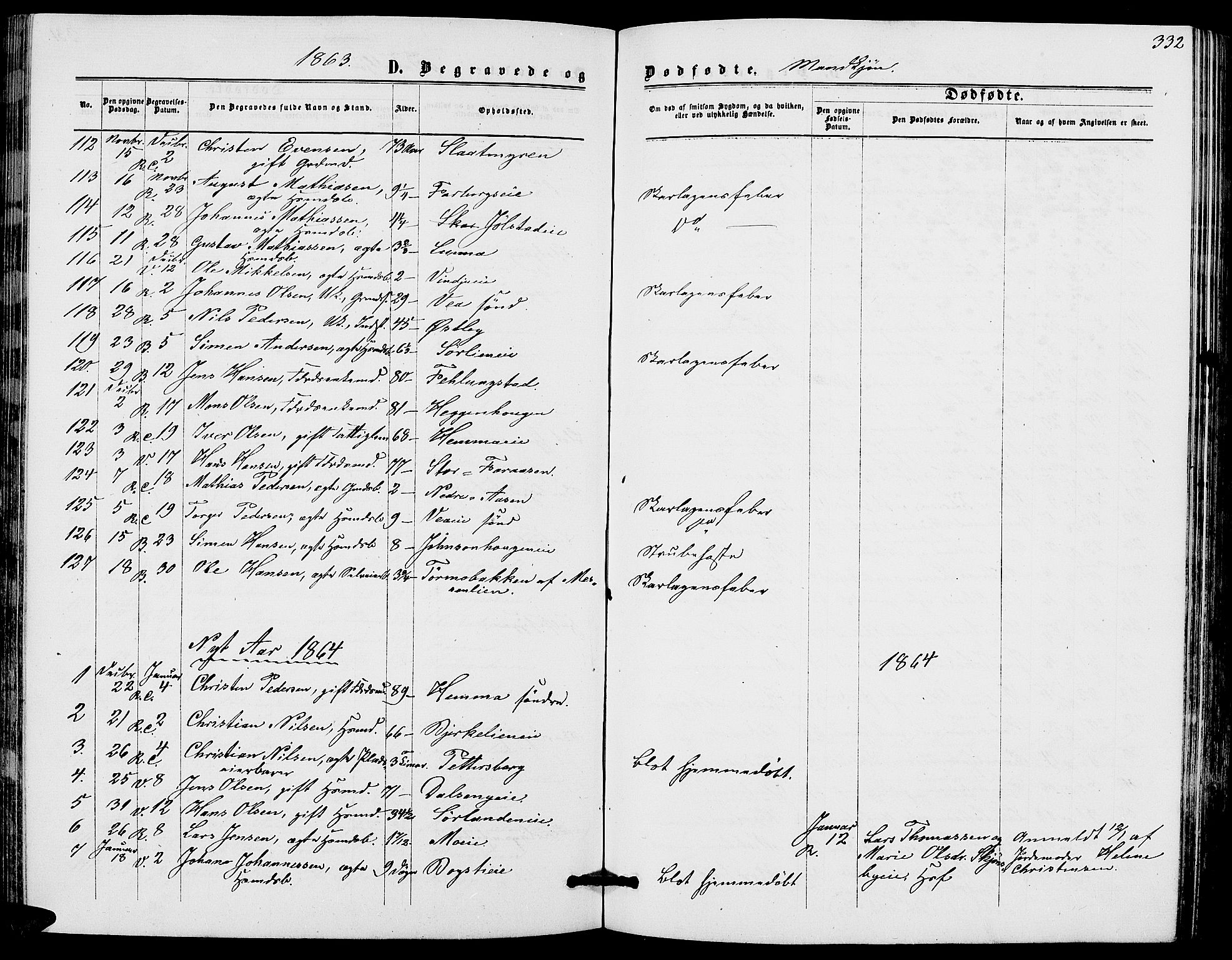 Ringsaker prestekontor, AV/SAH-PREST-014/L/La/L0007: Parish register (copy) no. 7, 1861-1869, p. 332