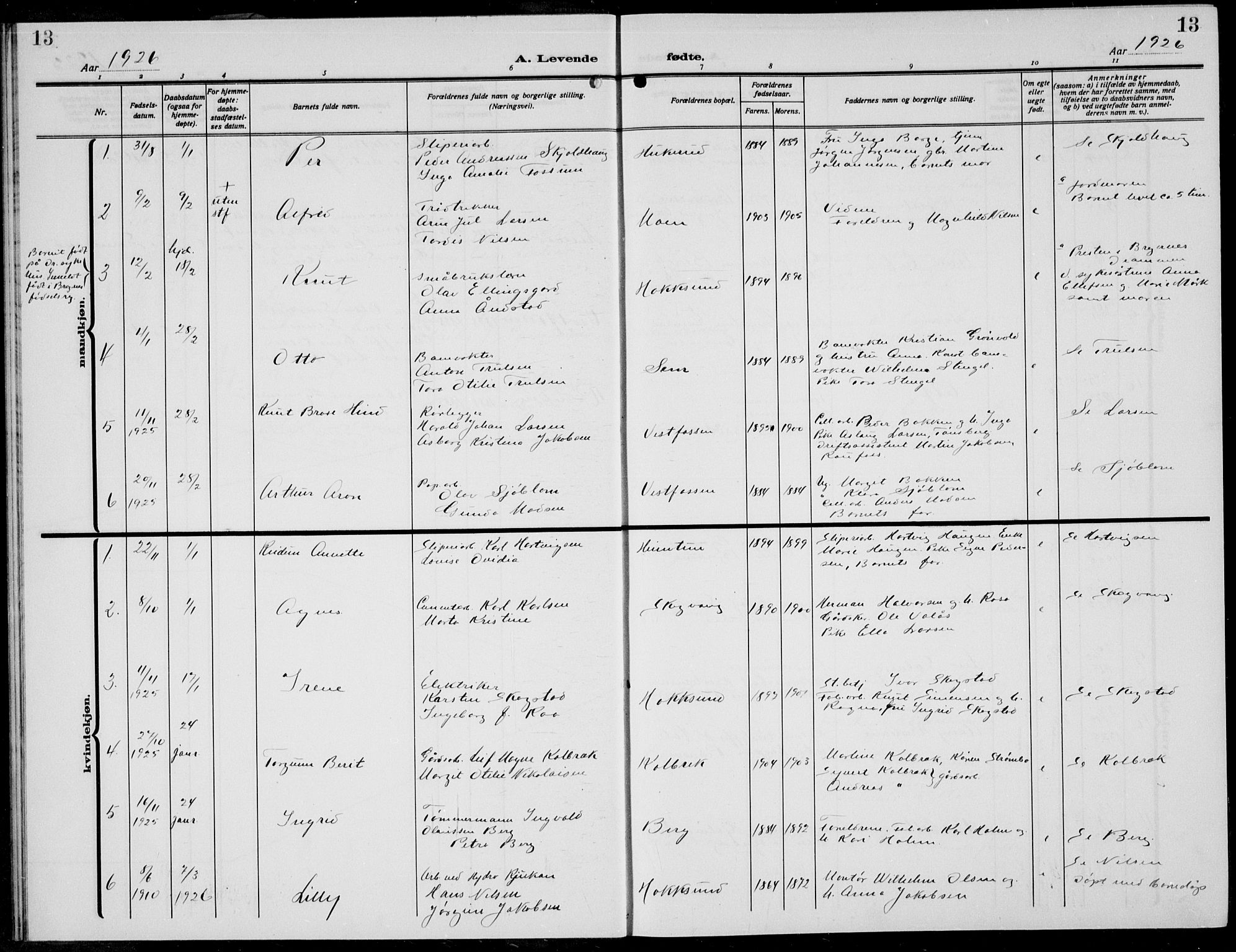 Eiker kirkebøker, AV/SAKO-A-4/G/Ga/L0010: Parish register (copy) no. I 10, 1925-1934, p. 13