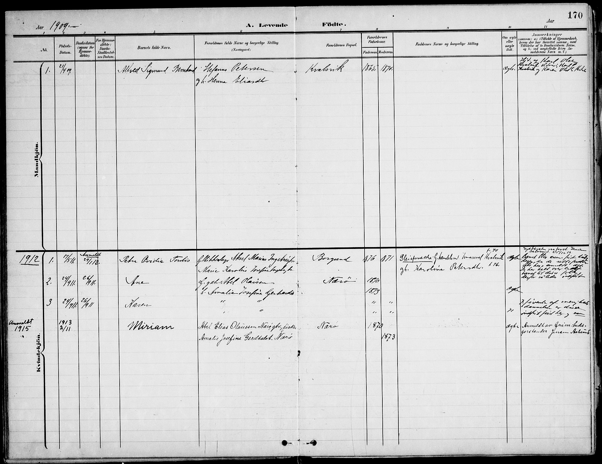 Ministerialprotokoller, klokkerbøker og fødselsregistre - Møre og Romsdal, SAT/A-1454/507/L0075: Parish register (official) no. 507A10, 1901-1920, p. 170