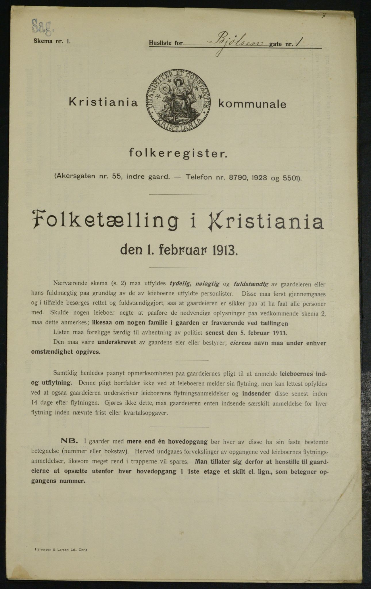 OBA, Municipal Census 1913 for Kristiania, 1913, p. 6300