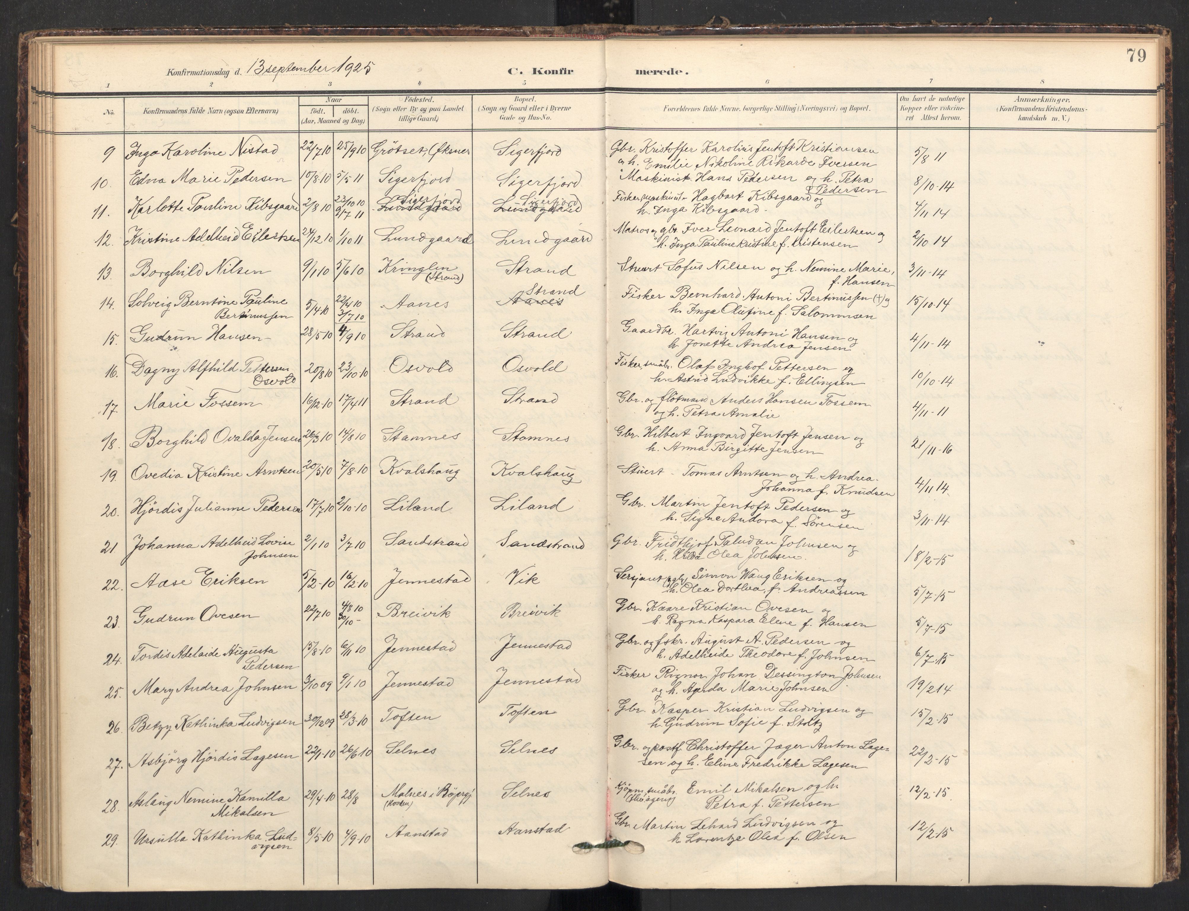 Ministerialprotokoller, klokkerbøker og fødselsregistre - Nordland, SAT/A-1459/895/L1375: Parish register (official) no. 895A10, 1907-1938, p. 79