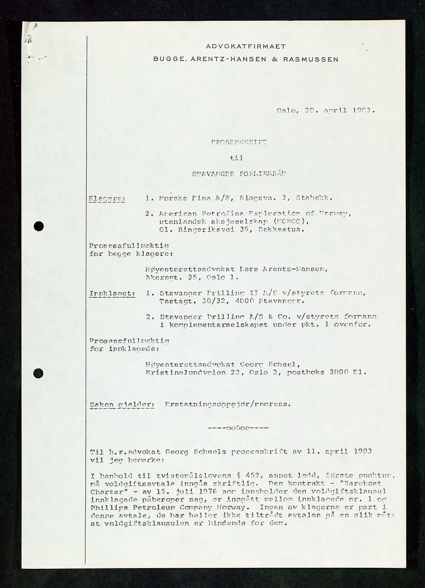 Pa 1503 - Stavanger Drilling AS, AV/SAST-A-101906/Da/L0017: Alexander L. Kielland - Saks- og korrespondansearkiv, 1981-1984, p. 296