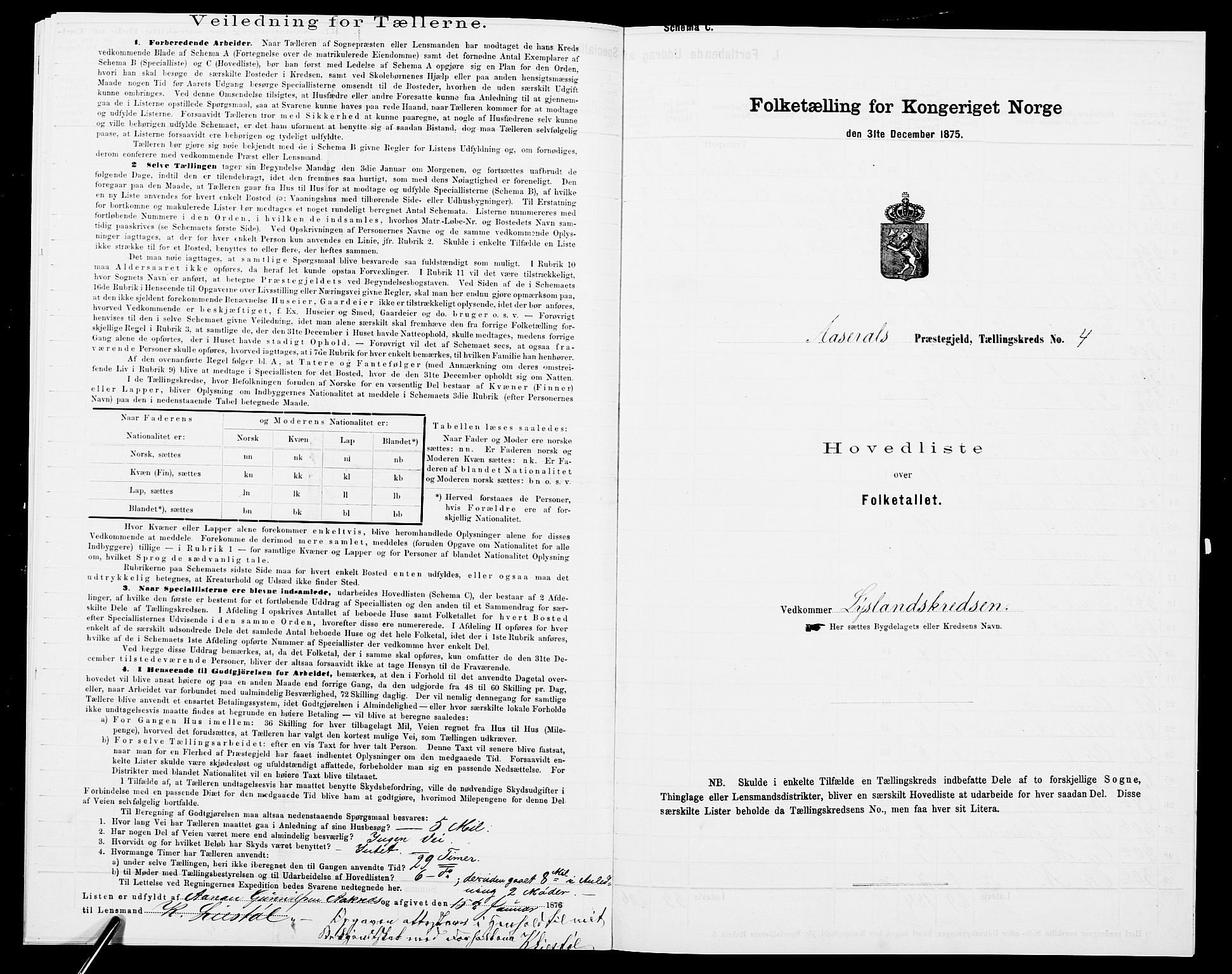 SAK, 1875 census for 0980P Åseral, 1875, p. 19