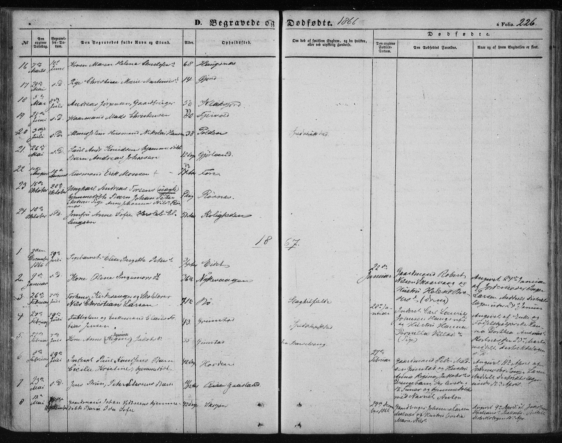 Ministerialprotokoller, klokkerbøker og fødselsregistre - Nordland, AV/SAT-A-1459/891/L1300: Parish register (official) no. 891A05, 1856-1870, p. 226