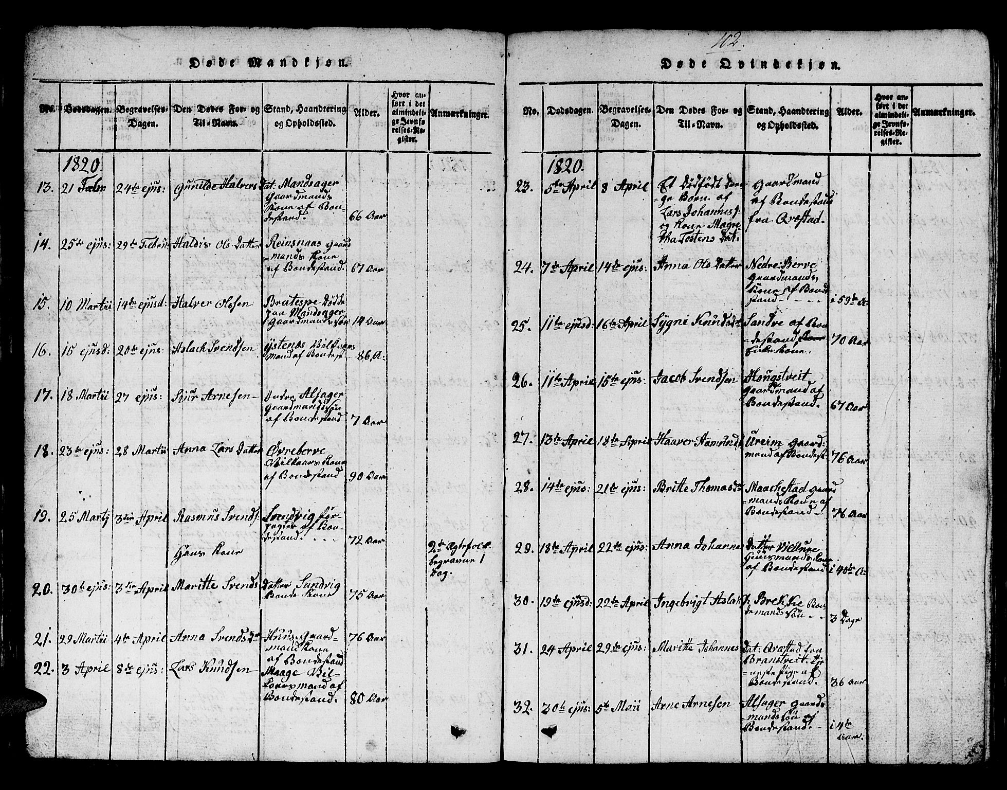 Ullensvang sokneprestembete, AV/SAB-A-78701/H/Hab: Parish register (copy) no. A 3, 1817-1825, p. 102