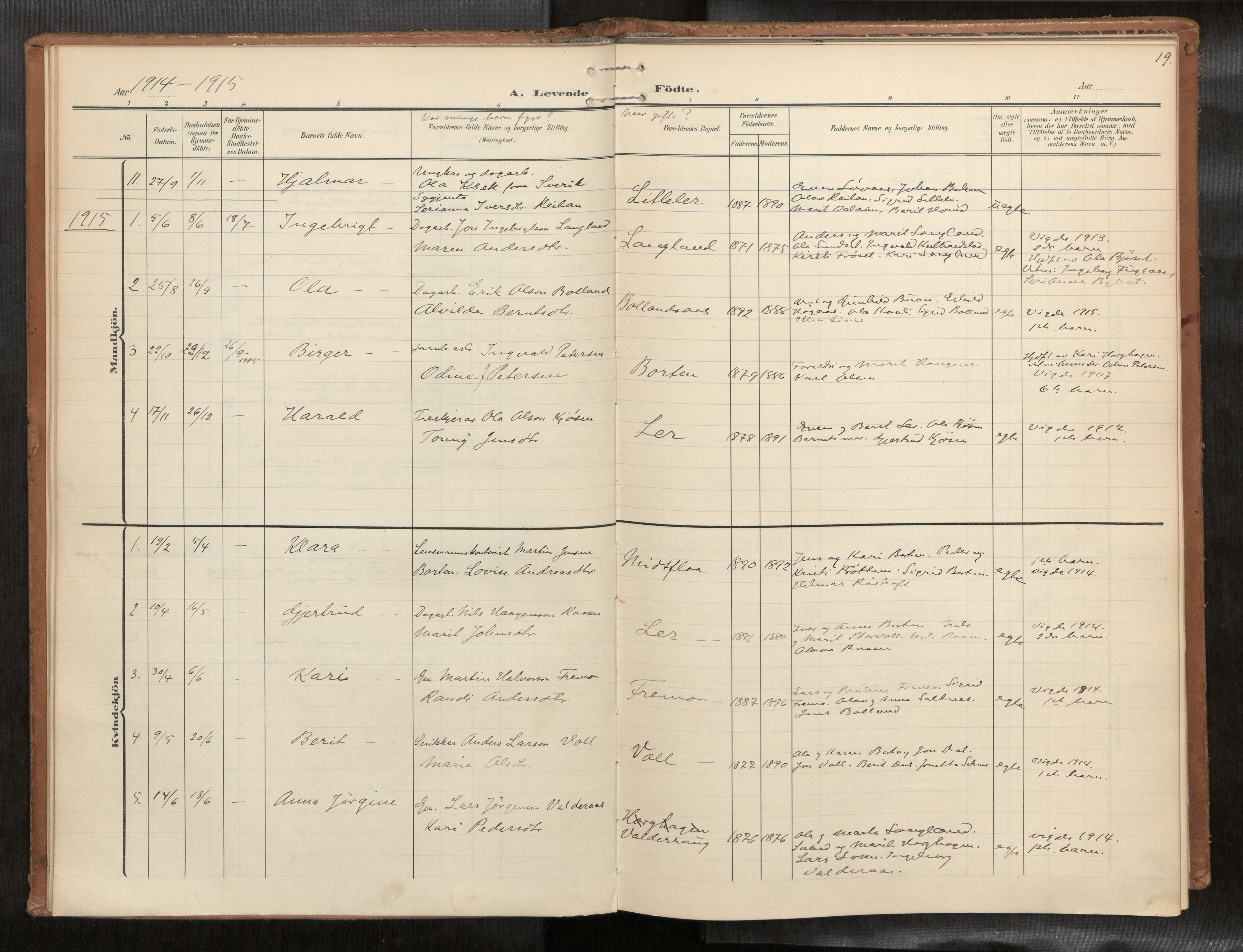 Ministerialprotokoller, klokkerbøker og fødselsregistre - Sør-Trøndelag, SAT/A-1456/693/L1119b: Parish register (official) no. 693A02, 1906-1936, p. 19