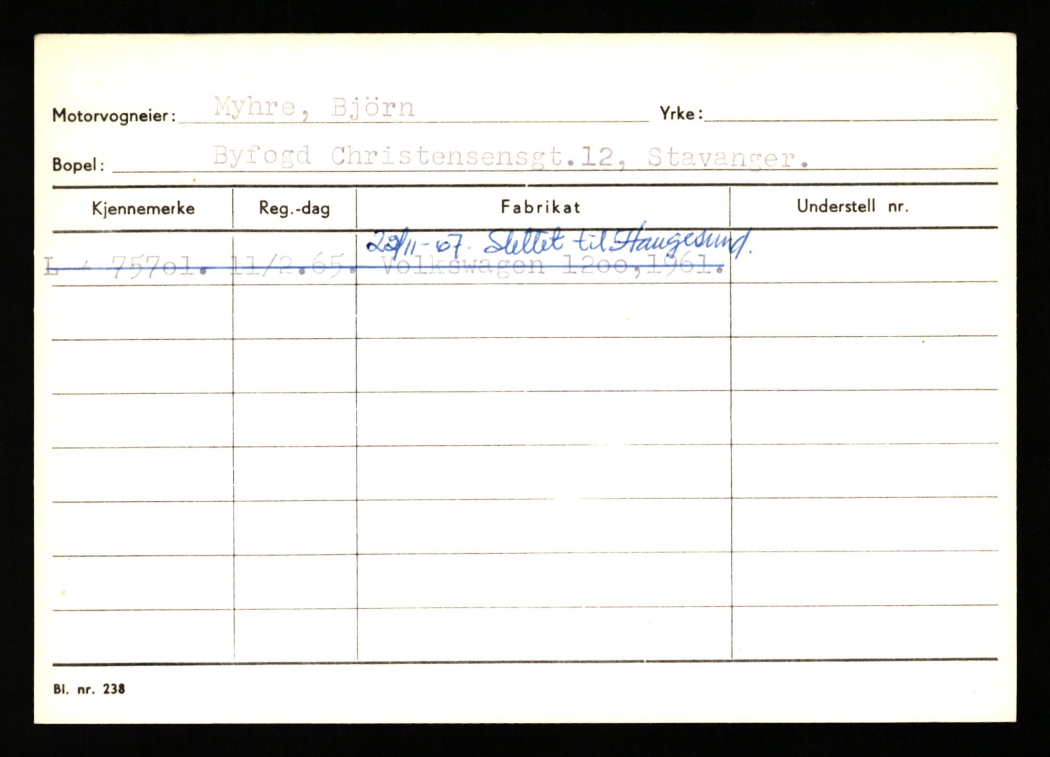 Stavanger trafikkstasjon, AV/SAST-A-101942/0/H/L0026: Myhre - Nilsen J., 1930-1971, p. 15