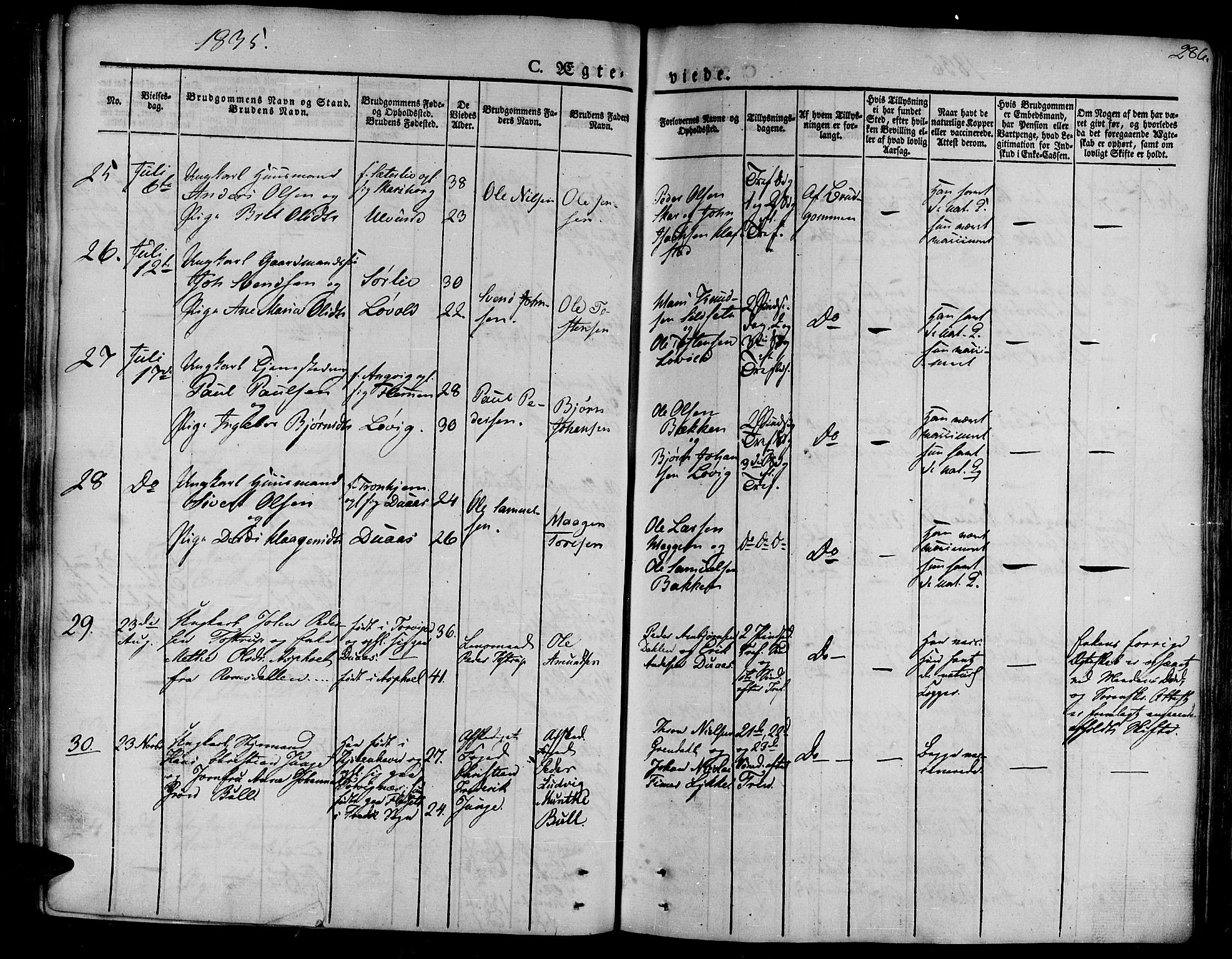 Ministerialprotokoller, klokkerbøker og fødselsregistre - Møre og Romsdal, AV/SAT-A-1454/586/L0983: Parish register (official) no. 586A09, 1829-1843, p. 286