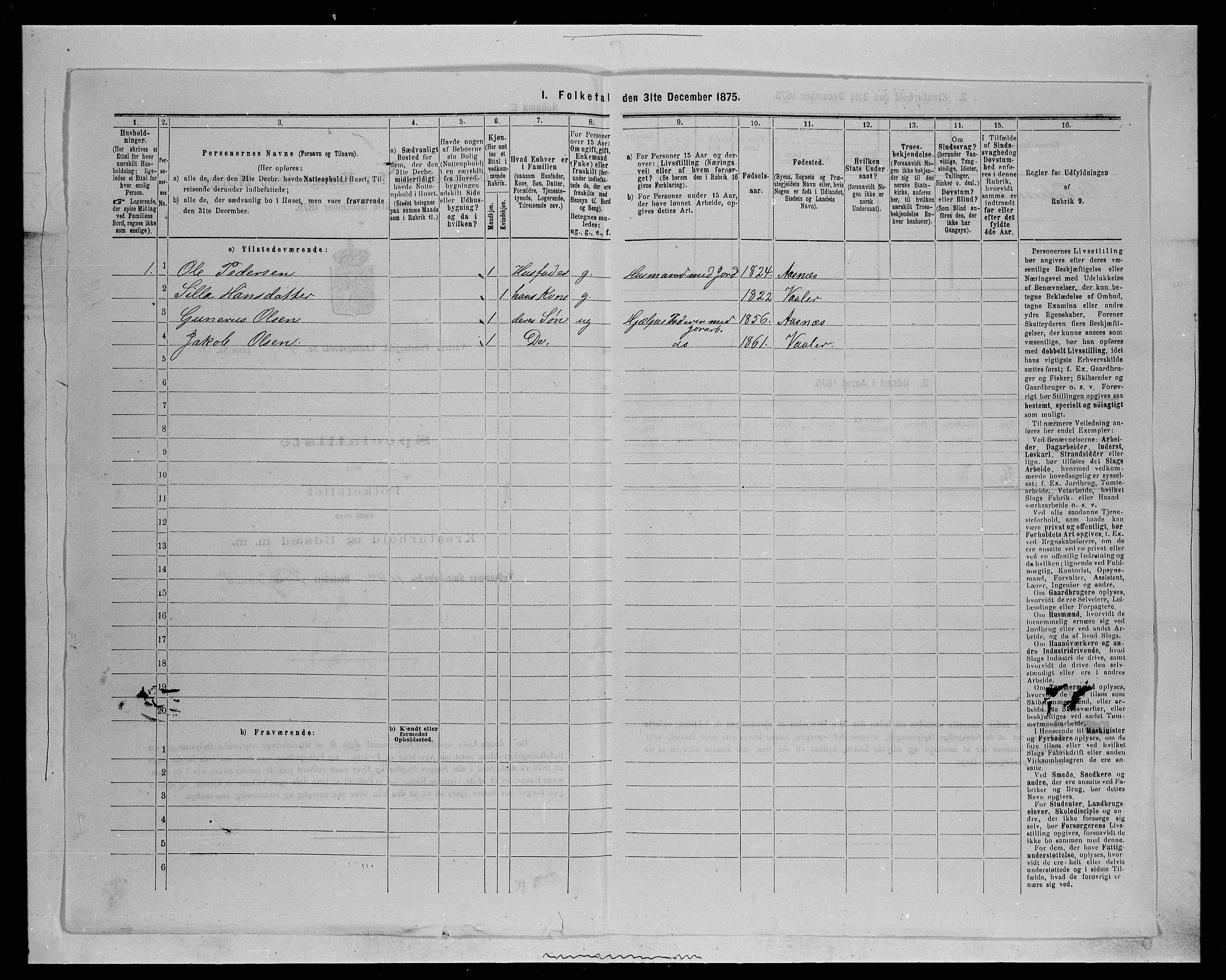 SAH, 1875 census for 0426P Våler parish (Hedmark), 1875, p. 499