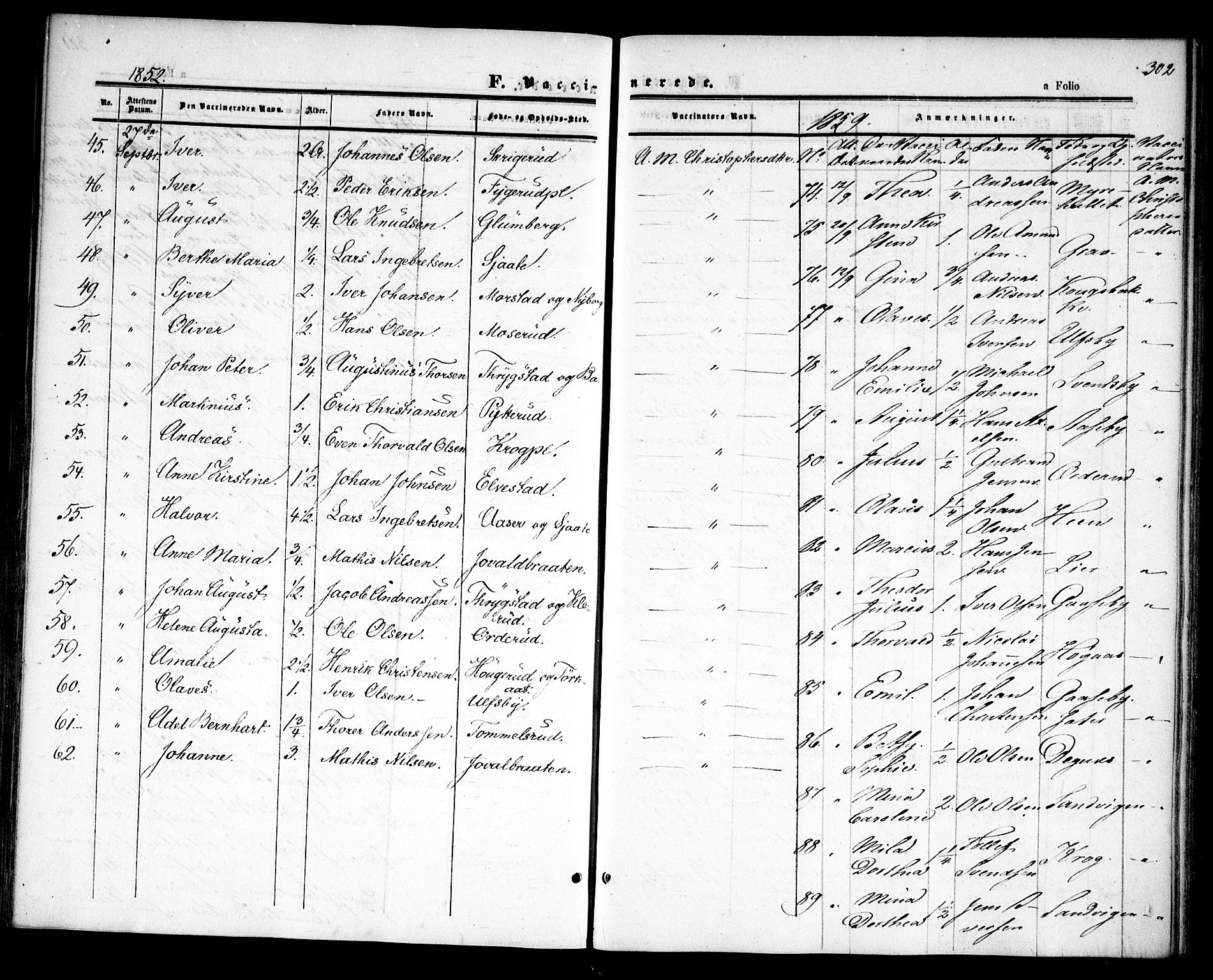 Rødenes prestekontor Kirkebøker, AV/SAO-A-2005/F/Fa/L0006: Parish register (official) no. I 6, 1850-1859, p. 302