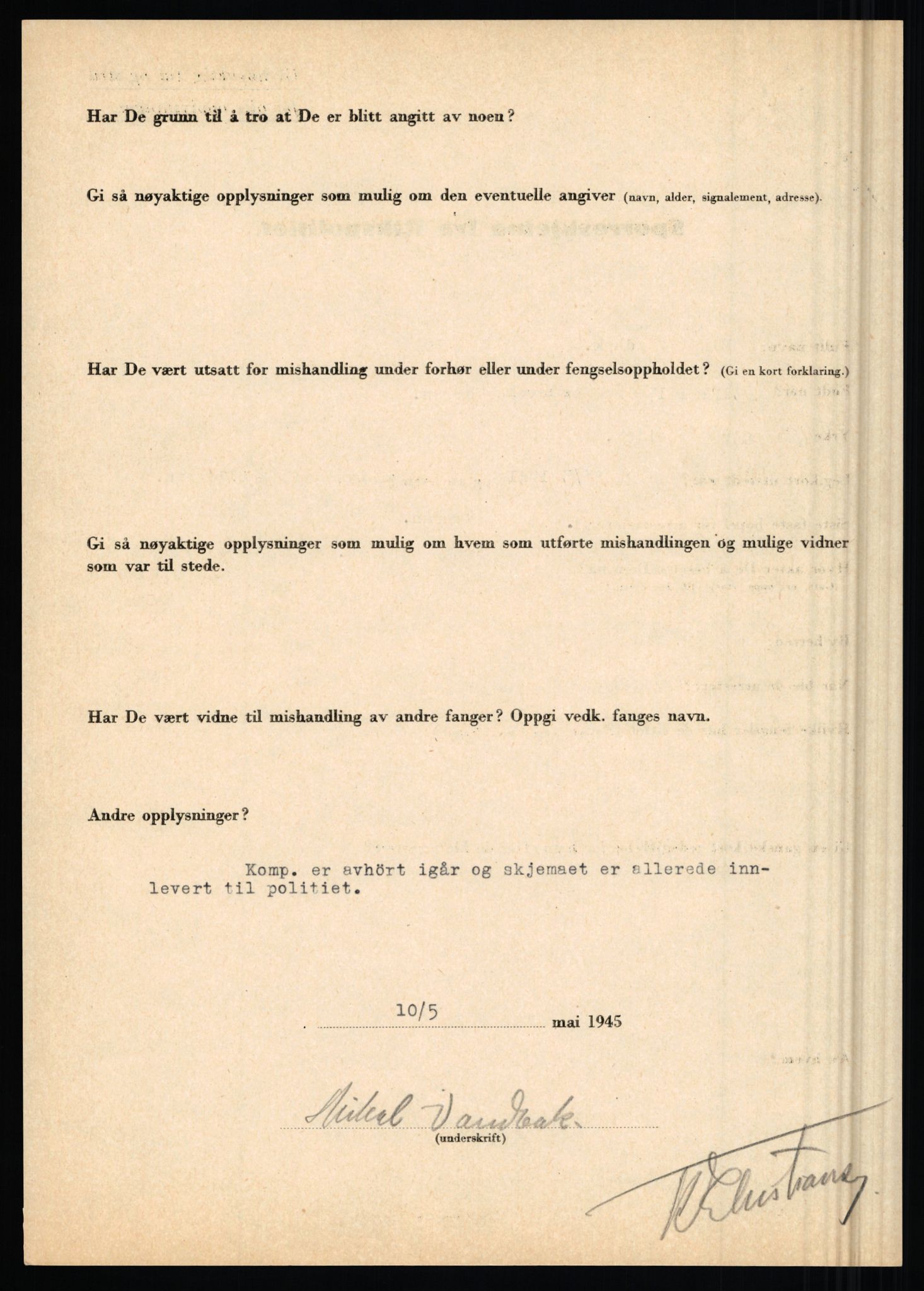 Rikspolitisjefen, AV/RA-S-1560/L/L0017: Tidemann, Hermann G. - Veum, Tjostolv, 1940-1945, p. 879