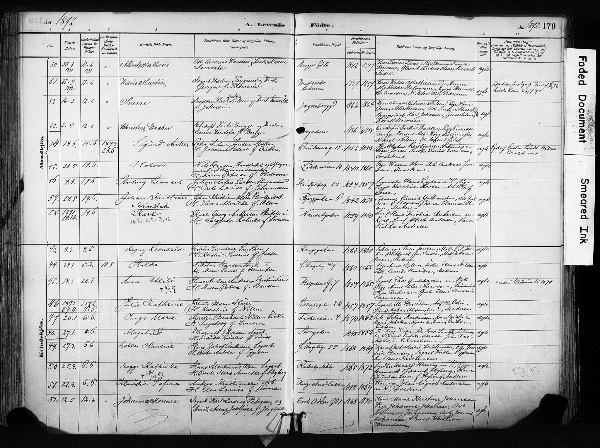 Larvik kirkebøker, SAKO/A-352/F/Fa/L0009: Parish register (official) no. I 9, 1884-1904, p. 179