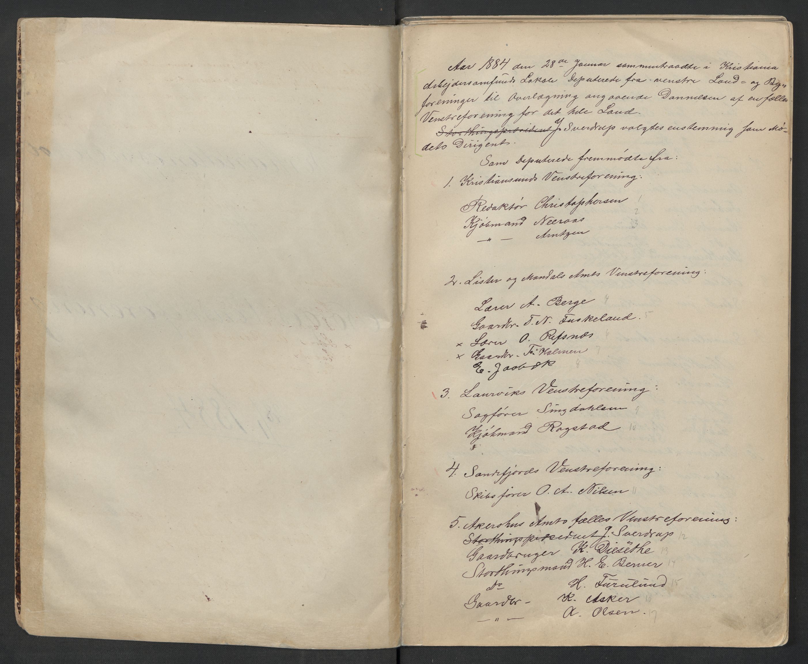 Venstres Hovedorganisasjon, AV/RA-PA-0876/Aa/L0001: Forhandlingsprotokoll for Norges Venstreforening, 1884-1909, p. 4