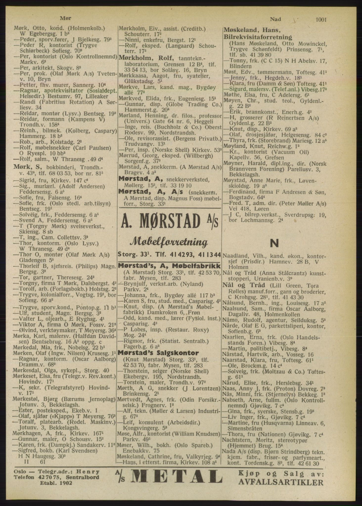 Kristiania/Oslo adressebok, PUBL/-, 1949, p. 1001