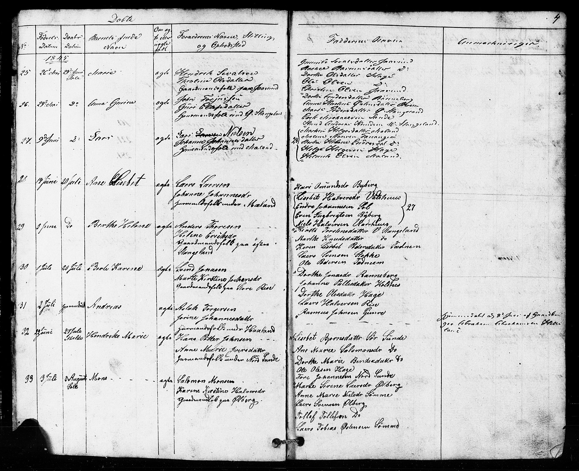 Håland sokneprestkontor, SAST/A-101802/001/30BB/L0002: Parish register (copy) no. B 2, 1845-1872, p. 4