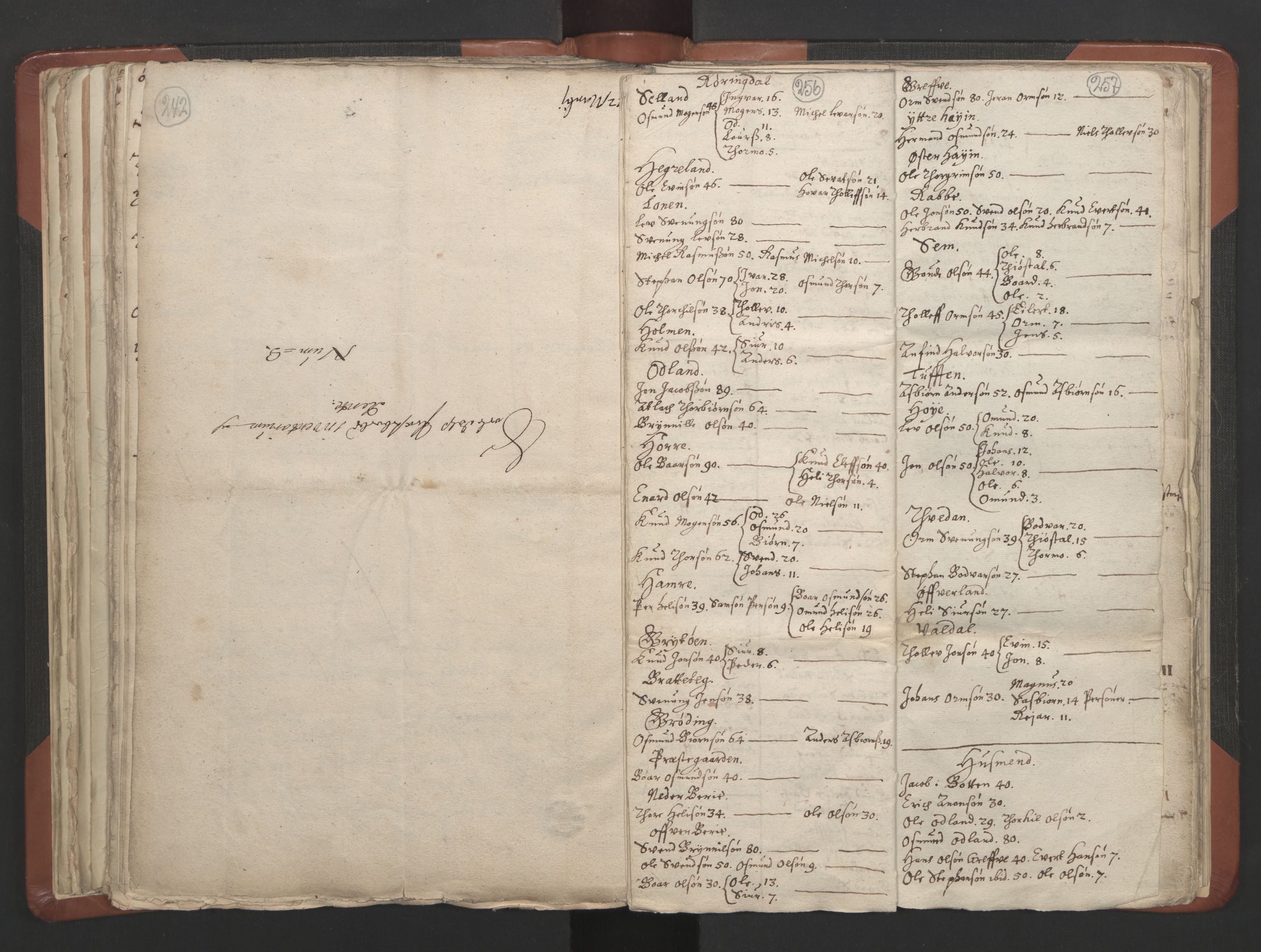 RA, Vicar's Census 1664-1666, no. 19: Ryfylke deanery, 1664-1666, p. 256-257