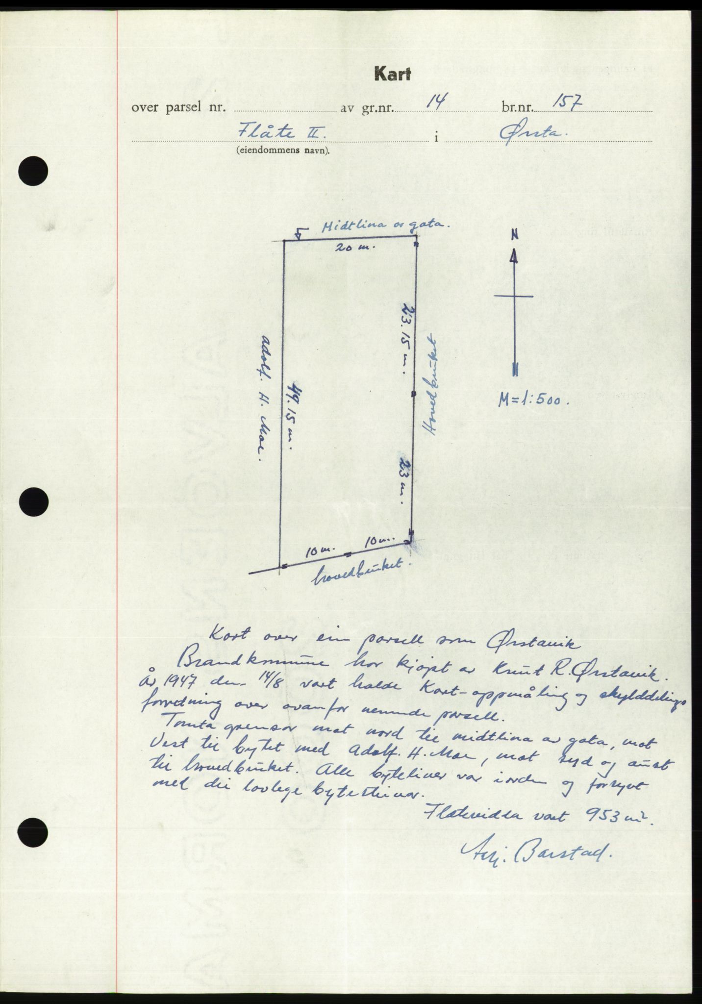 Søre Sunnmøre sorenskriveri, AV/SAT-A-4122/1/2/2C/L0081: Mortgage book no. 7A, 1947-1948, Diary no: : 1310/1947