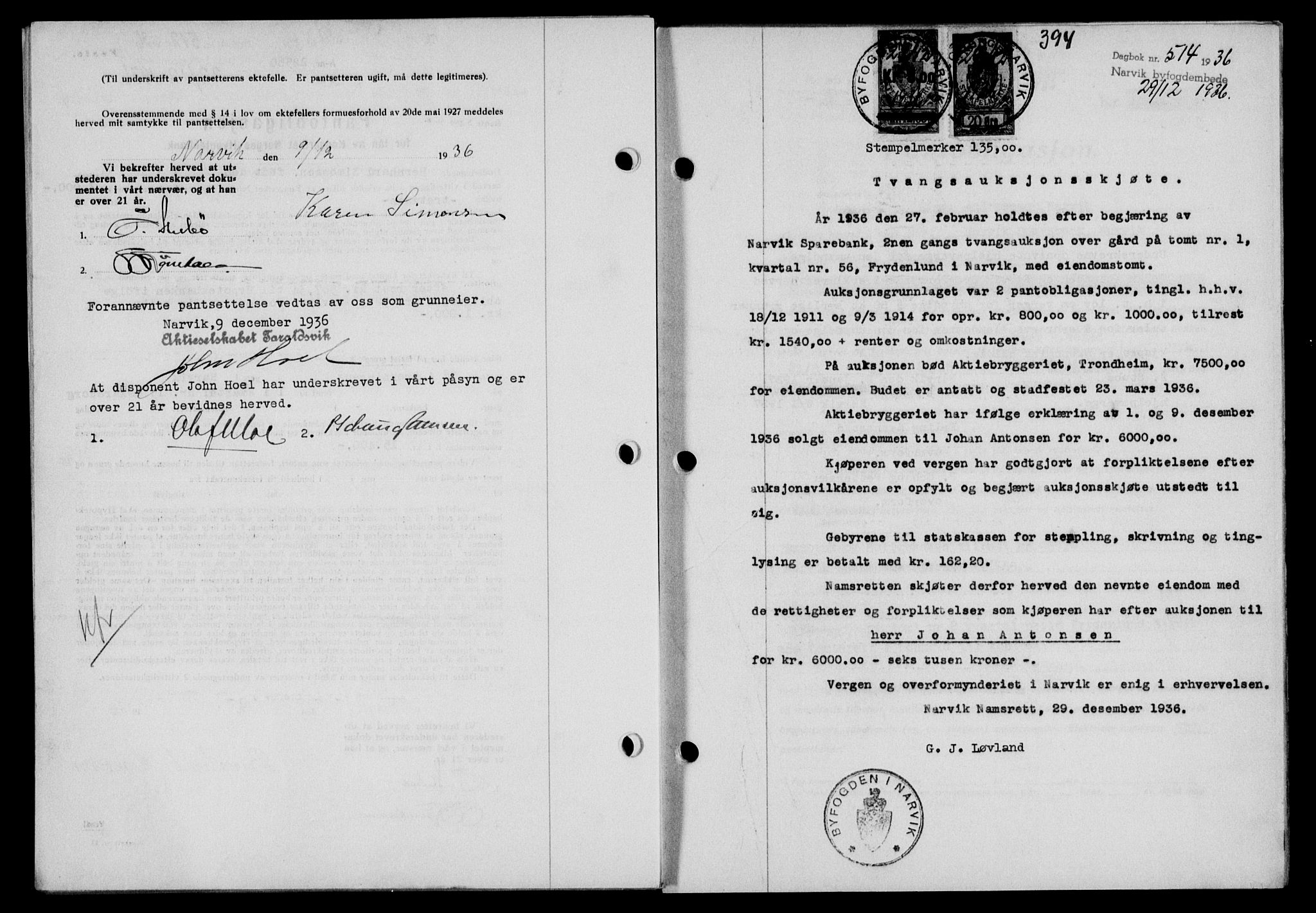 Narvik sorenskriveri, SAT/A-0002/1/2/2C/2Ca/L0011: Mortgage book no. 14, 1935-1937, Deed date: 29.12.1936