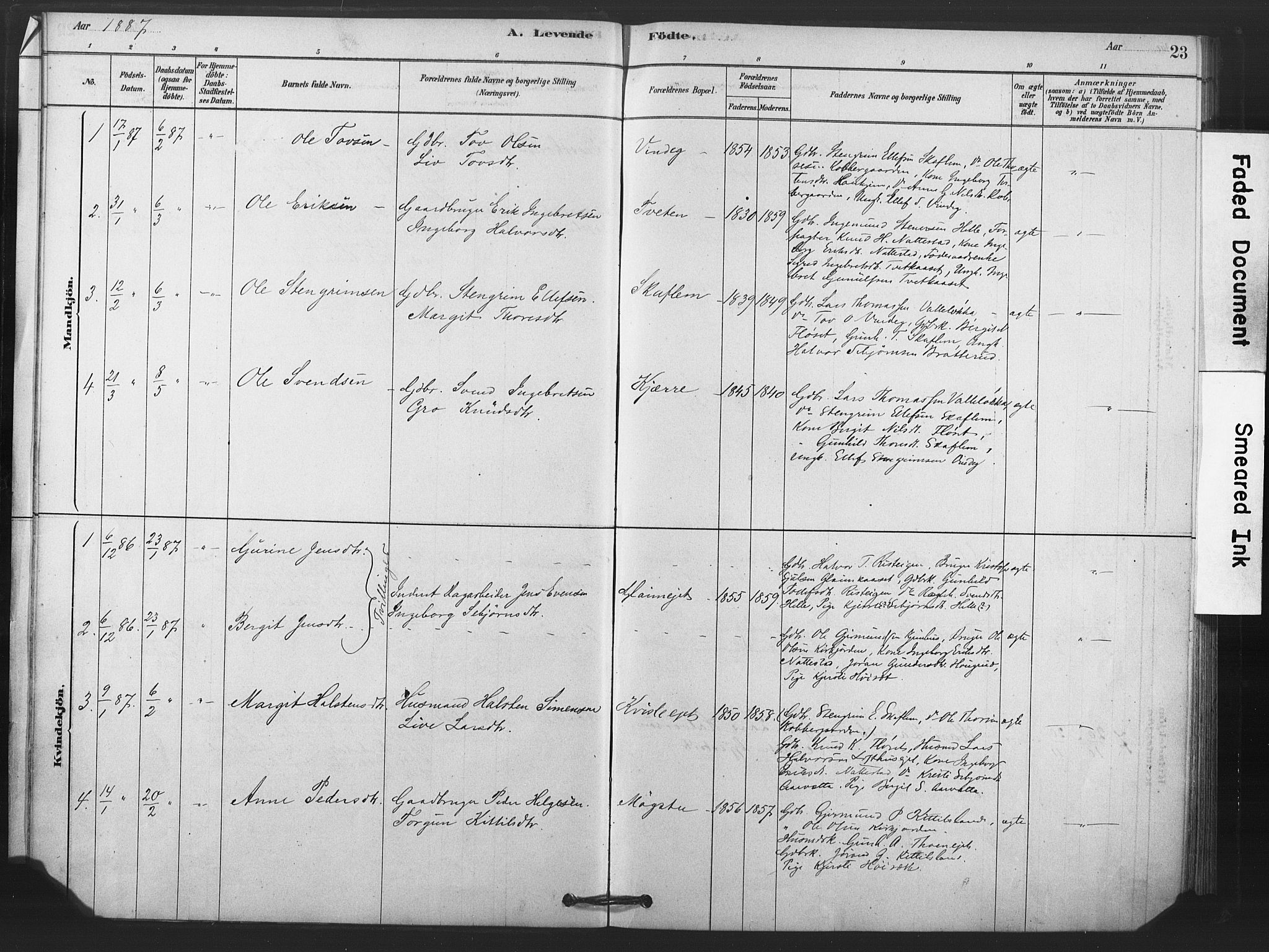 Rollag kirkebøker, SAKO/A-240/F/Fb/L0001: Parish register (official) no. II 1, 1878-1899, p. 23