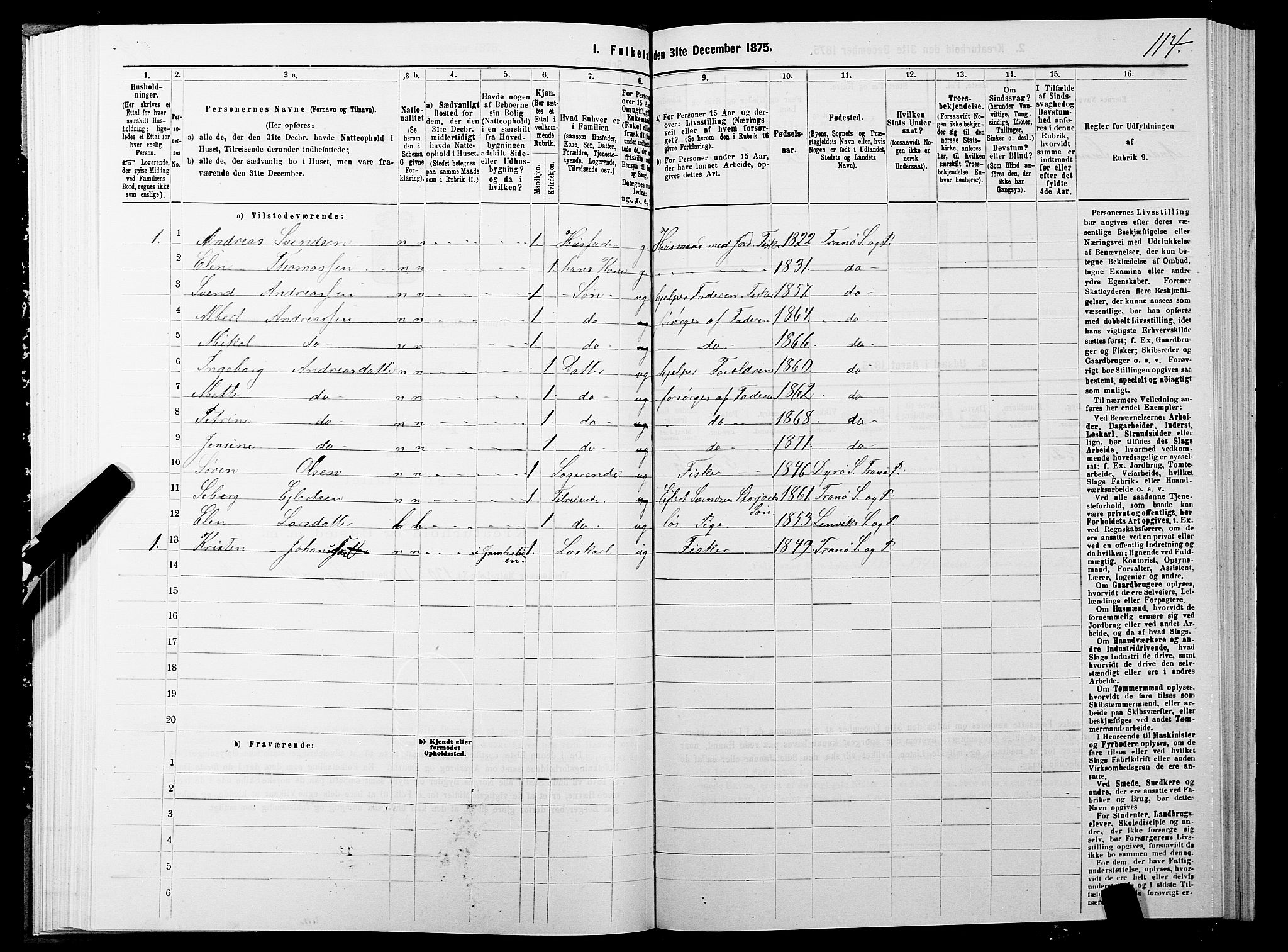 SATØ, 1875 census for 1927P Tranøy, 1875, p. 4114