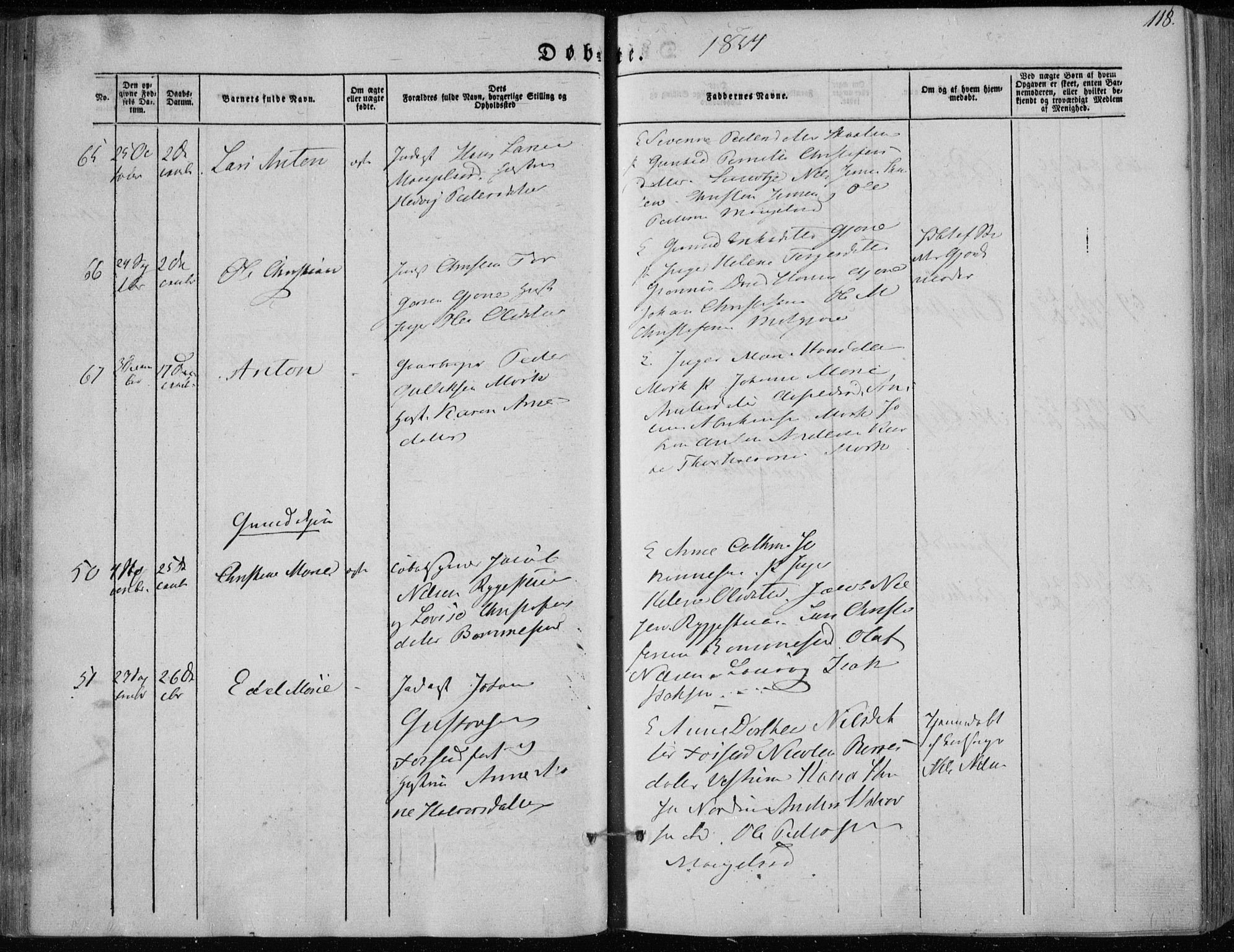 Hedrum kirkebøker, SAKO/A-344/F/Fa/L0006: Parish register (official) no. I 6, 1849-1857, p. 118