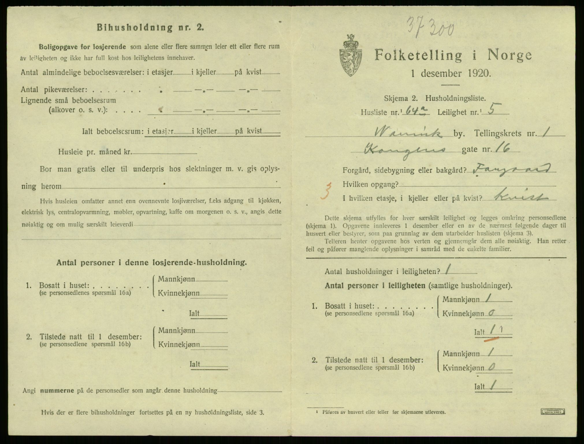 SAT, 1920 census for Narvik, 1920, p. 3982