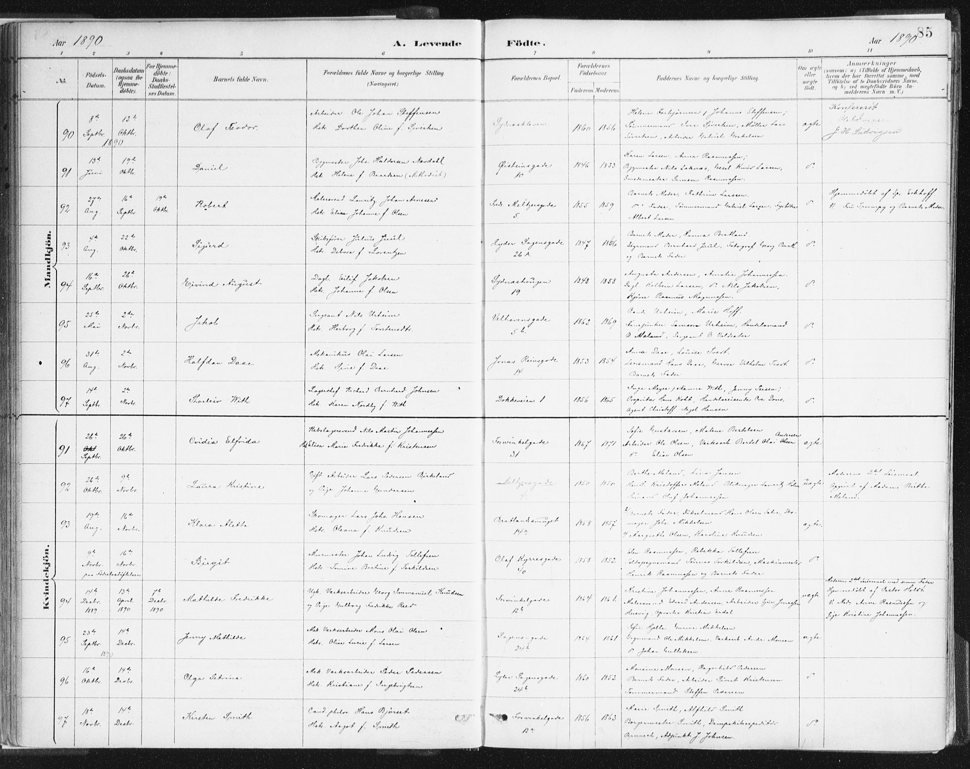 Johanneskirken sokneprestembete, AV/SAB-A-76001/H/Haa/L0001: Parish register (official) no. A 1, 1885-1900, p. 85