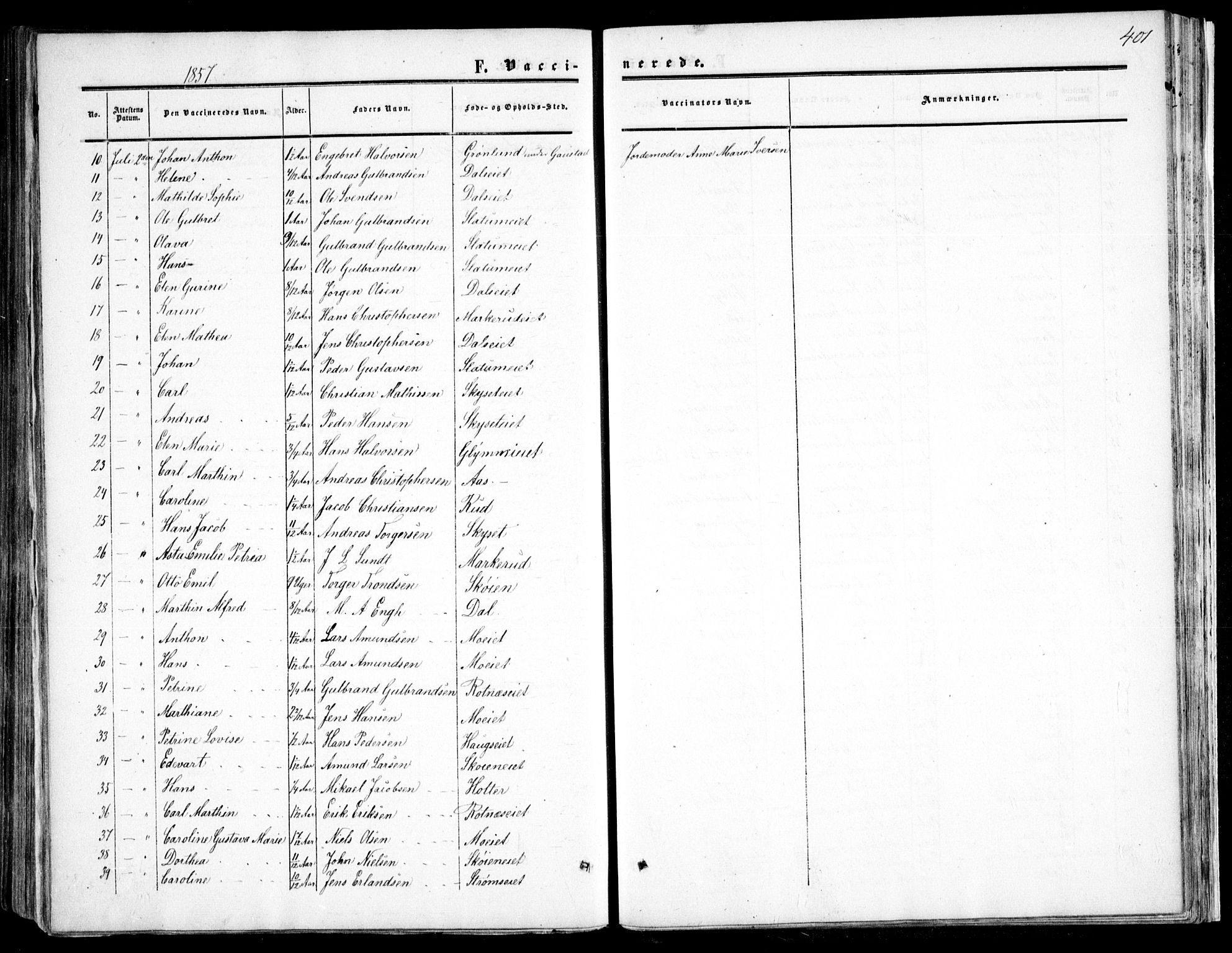 Nittedal prestekontor Kirkebøker, SAO/A-10365a/F/Fa/L0005: Parish register (official) no. I 5, 1850-1862, p. 401