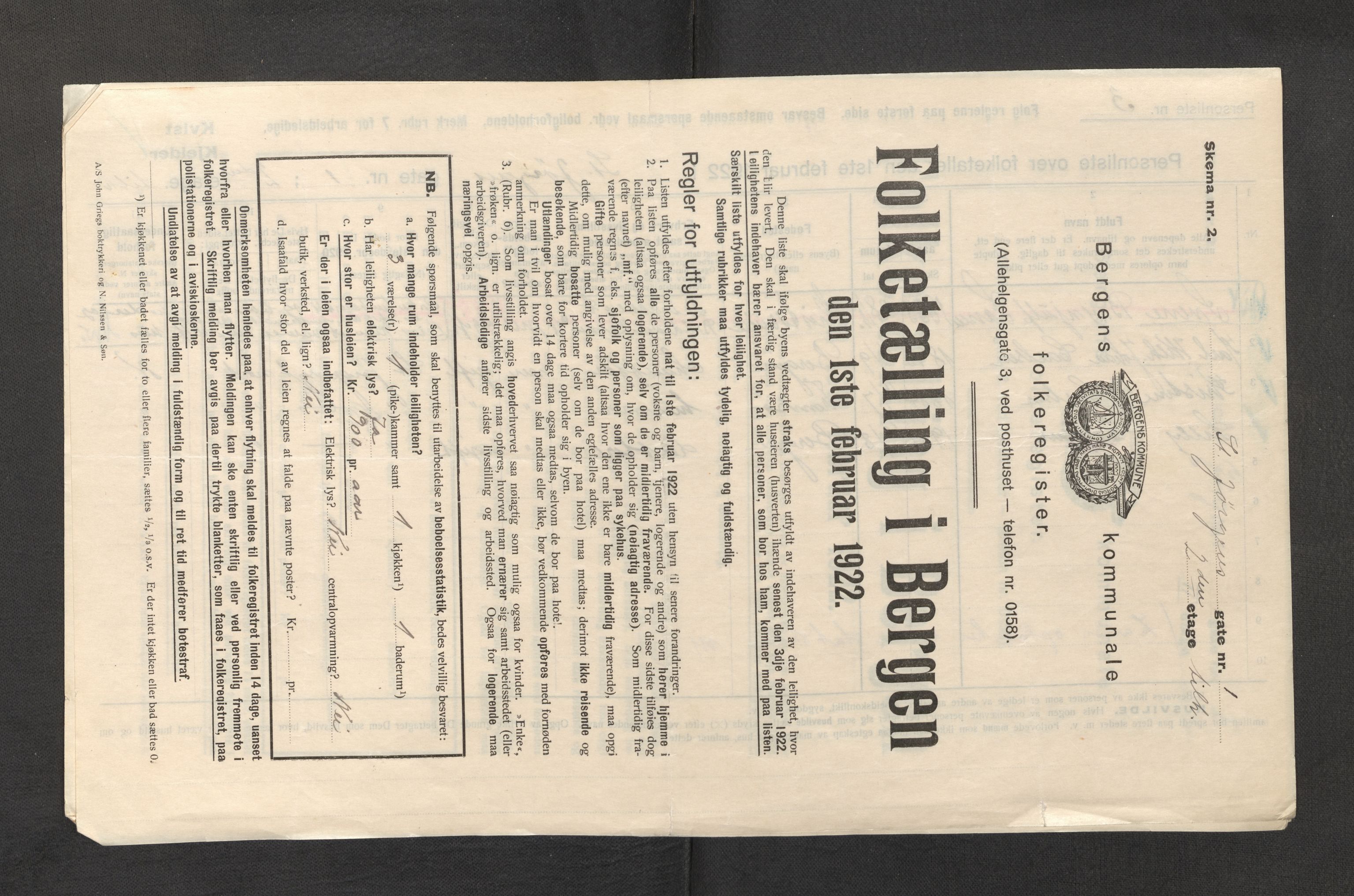 SAB, Municipal Census 1922 for Bergen, 1922, p. 35920