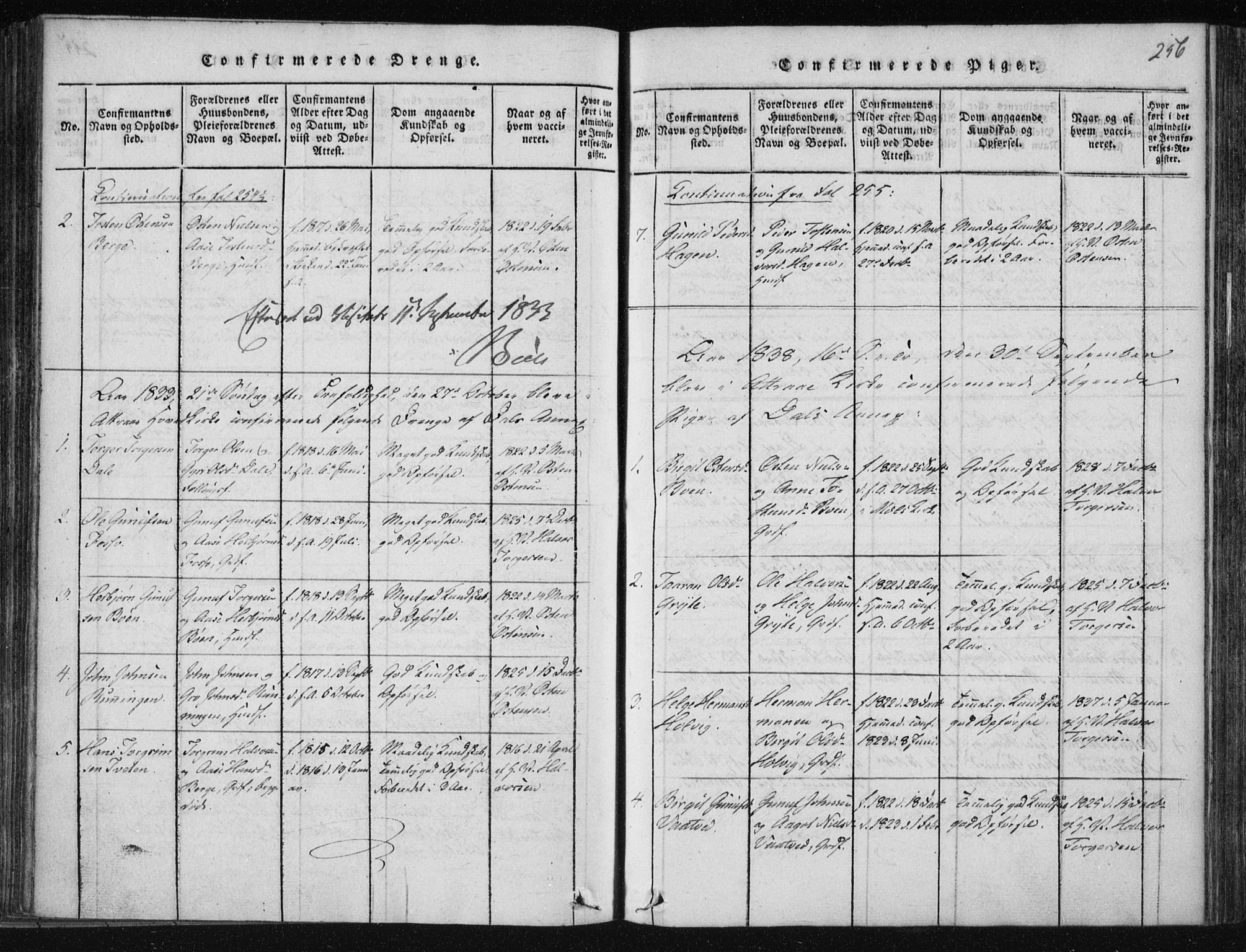 Tinn kirkebøker, SAKO/A-308/F/Fc/L0001: Parish register (official) no. III 1, 1815-1843, p. 256