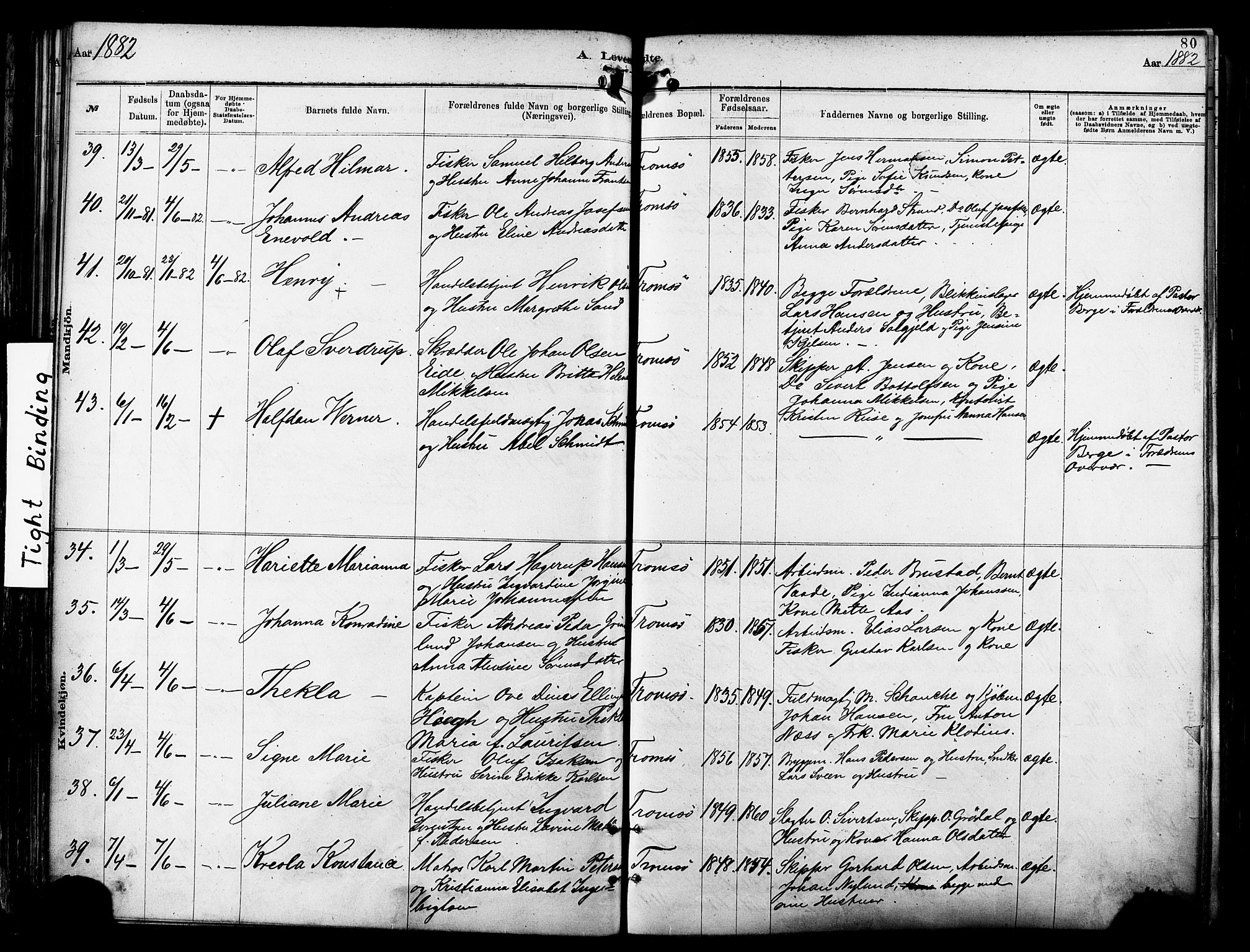 Tromsø sokneprestkontor/stiftsprosti/domprosti, AV/SATØ-S-1343/G/Ga/L0014kirke: Parish register (official) no. 14, 1878-1888, p. 80