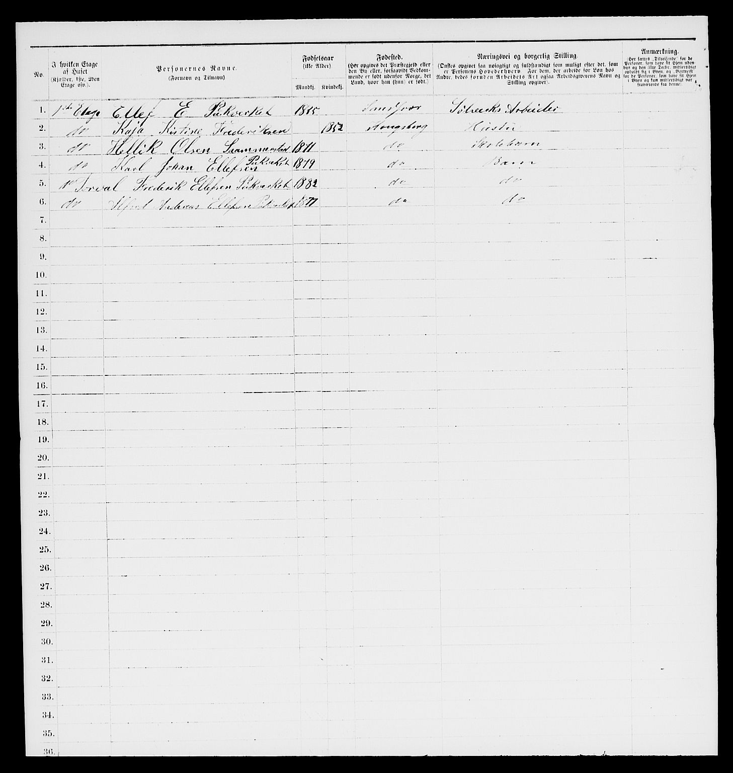 SAKO, 1885 census for 0604 Kongsberg, 1885, p. 486