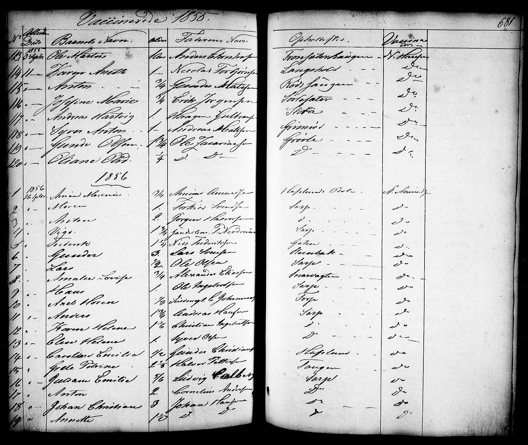 Skjeberg prestekontor Kirkebøker, SAO/A-10923/F/Fa/L0006: Parish register (official) no. I 6, 1846-1858, p. 681