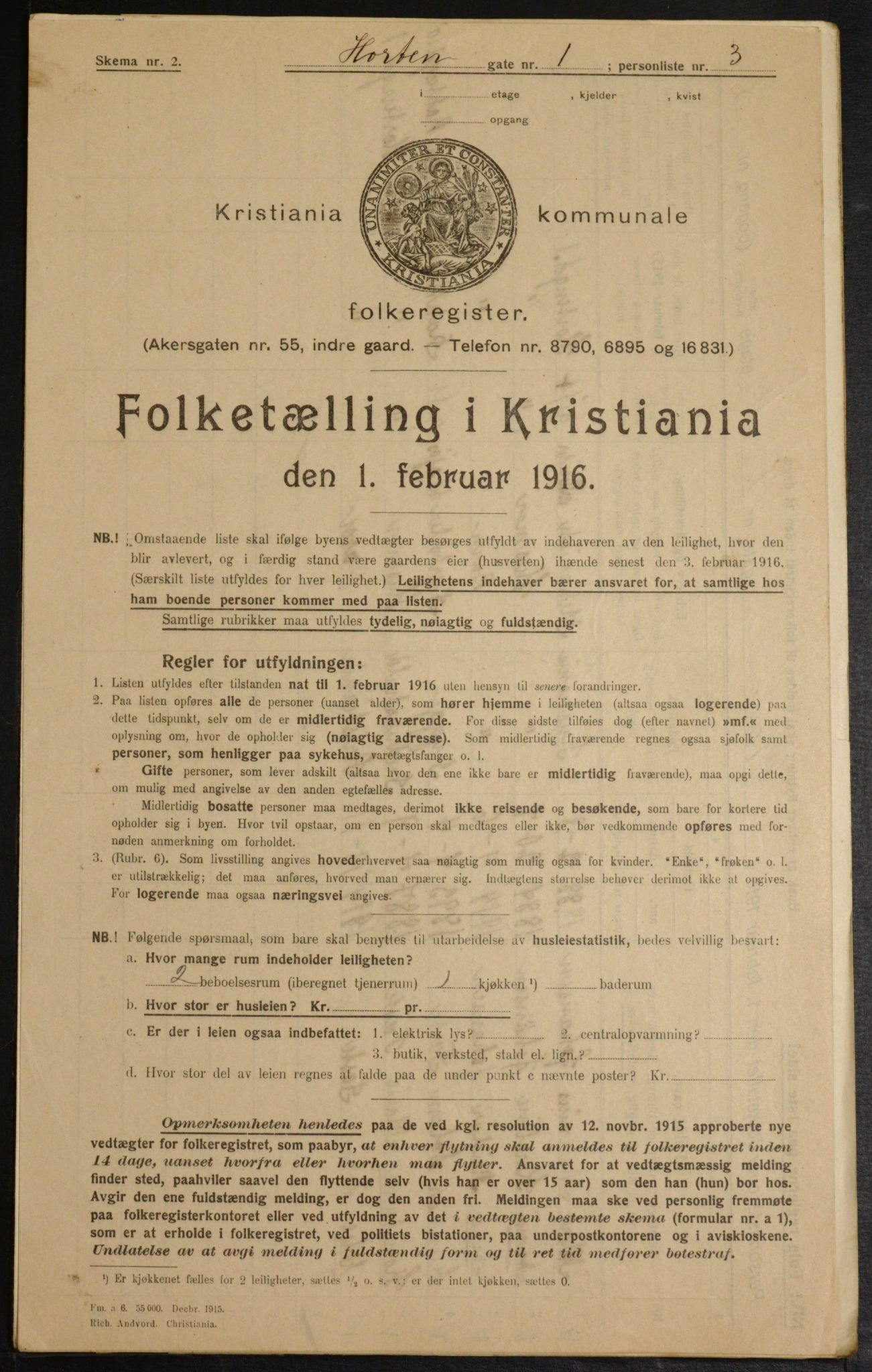 OBA, Municipal Census 1916 for Kristiania, 1916, p. 42046