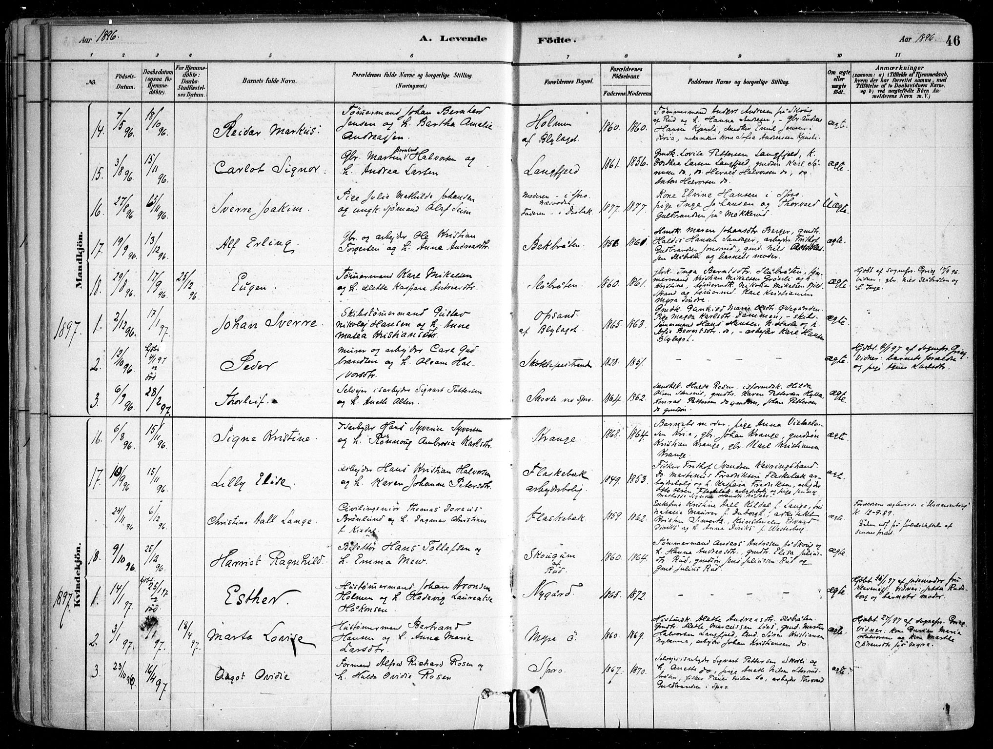 Nesodden prestekontor Kirkebøker, SAO/A-10013/F/Fa/L0009: Parish register (official) no. I 9, 1880-1915, p. 46