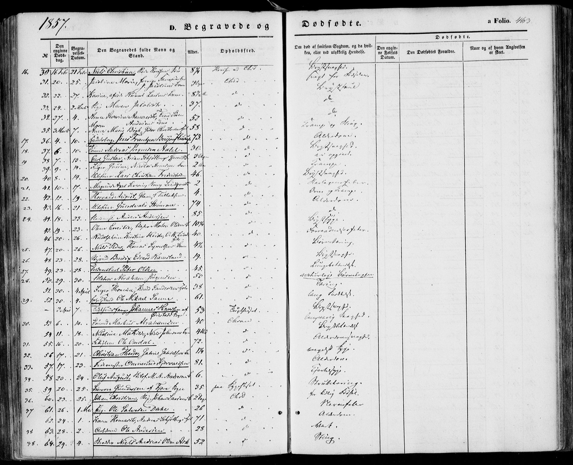 Kristiansand domprosti, SAK/1112-0006/F/Fa/L0014: Parish register (official) no. A 14, 1852-1867, p. 463