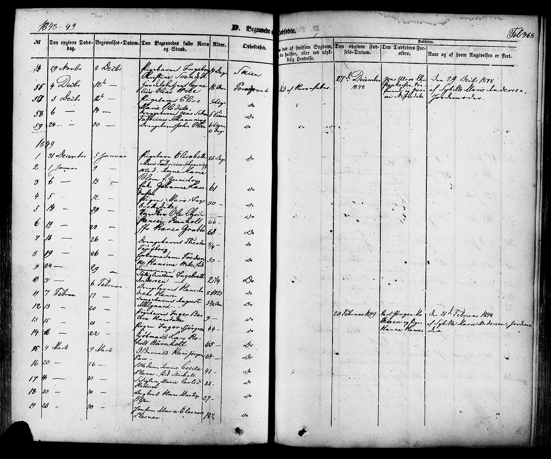 Skien kirkebøker, SAKO/A-302/F/Fa/L0006a: Parish register (official) no. 6A, 1843-1856, p. 368