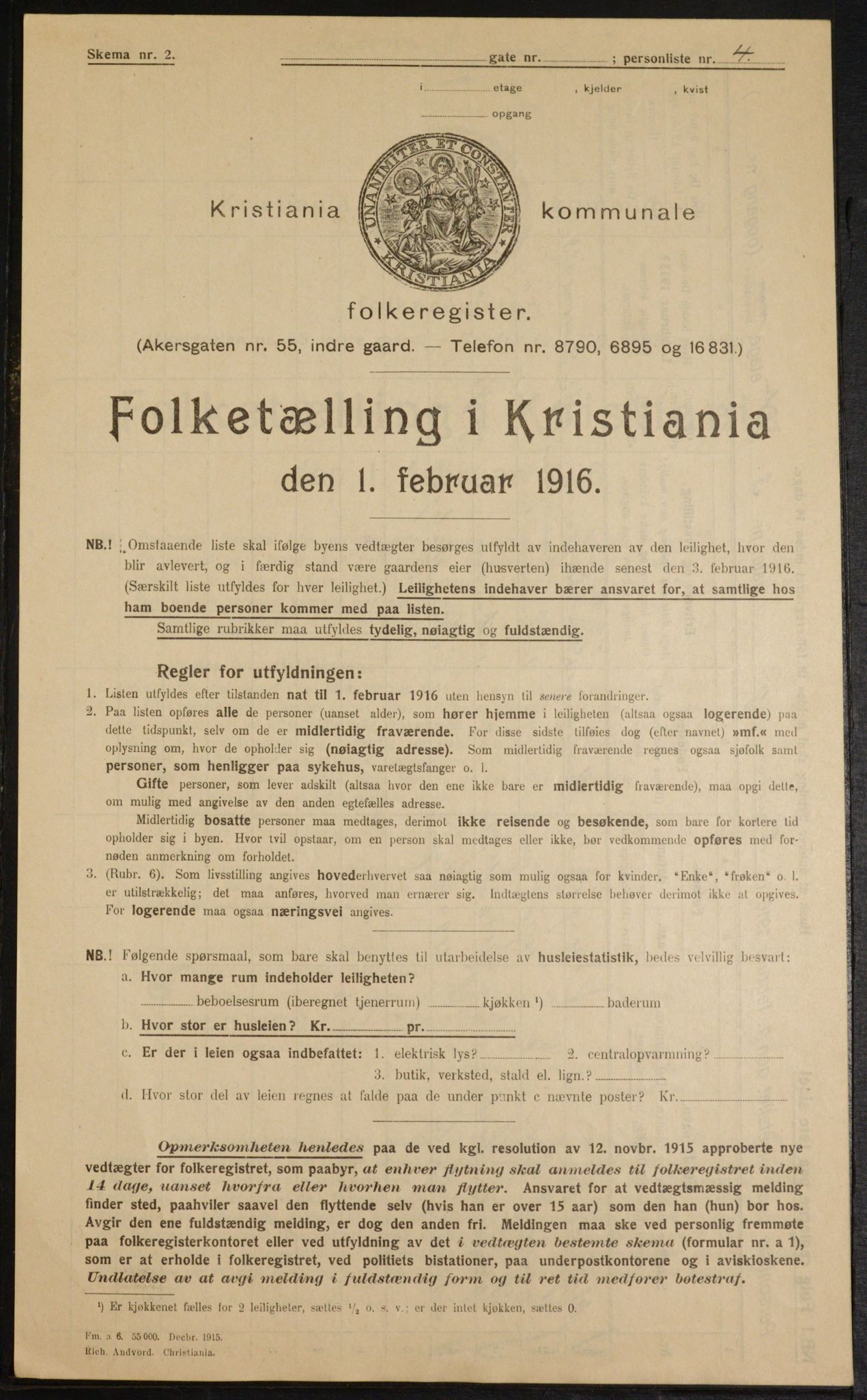 OBA, Municipal Census 1916 for Kristiania, 1916, p. 58536