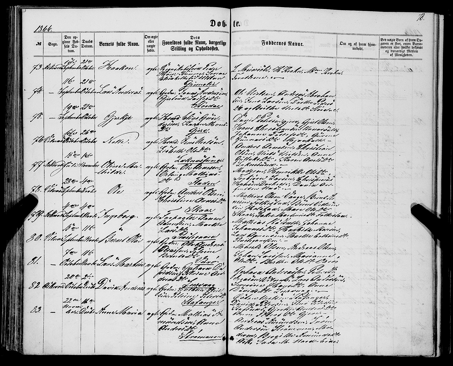 Askvoll sokneprestembete, SAB/A-79501/H/Haa/Haaa/L0012: Parish register (official) no. A 12, 1859-1878, p. 78