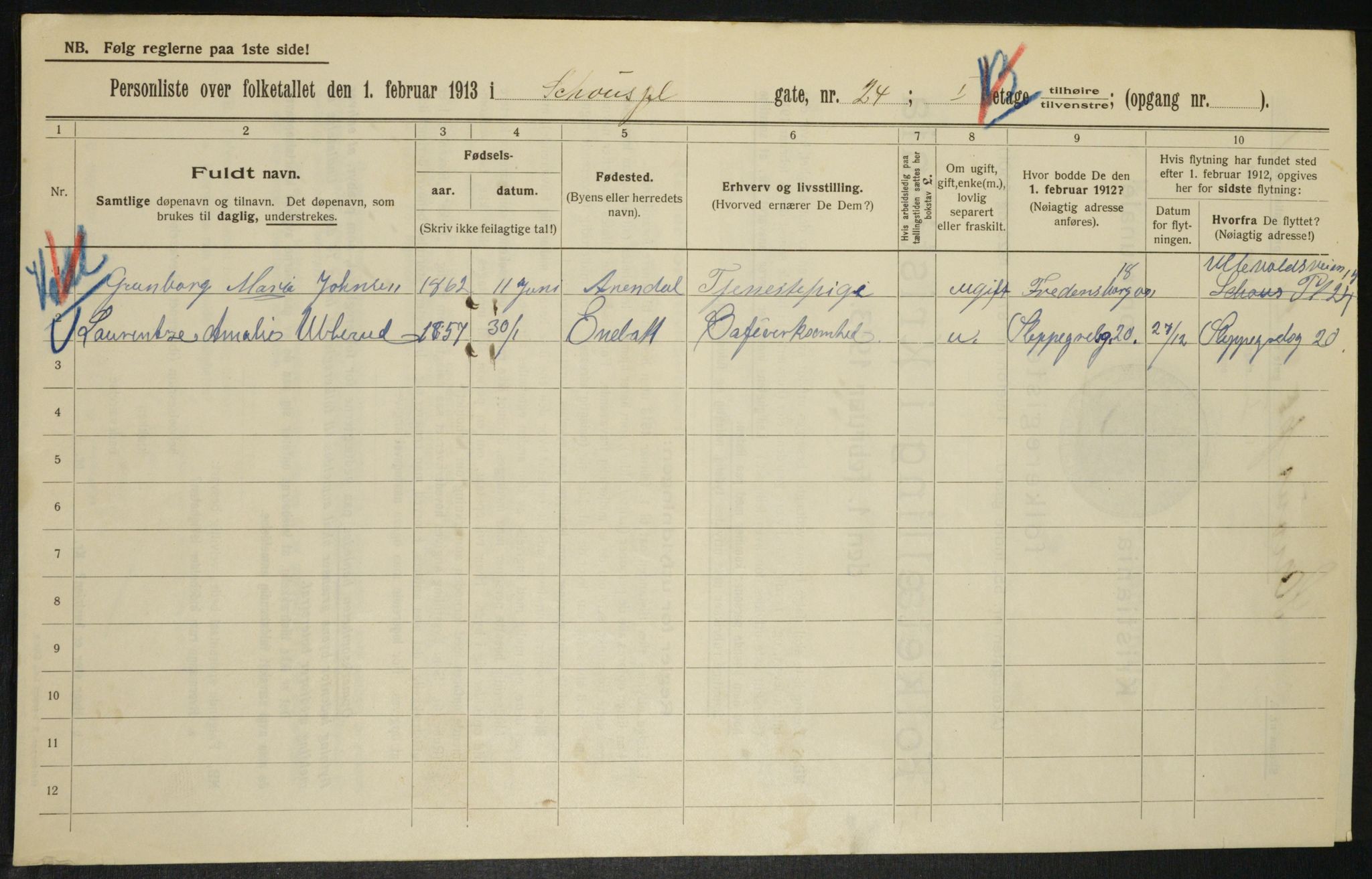 OBA, Municipal Census 1913 for Kristiania, 1913, p. 90483