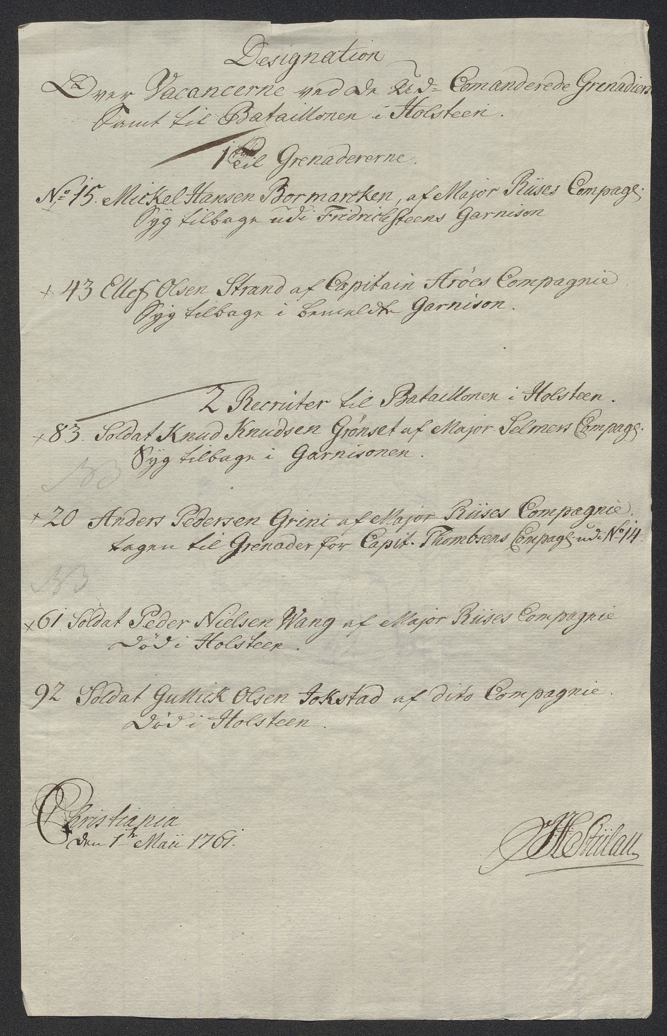 Kommanderende general (KG I) med Det norske krigsdirektorium, AV/RA-EA-5419/E/Ec/L0021: Ruller over nedkommanderte mannskap, 1758-1762, p. 662