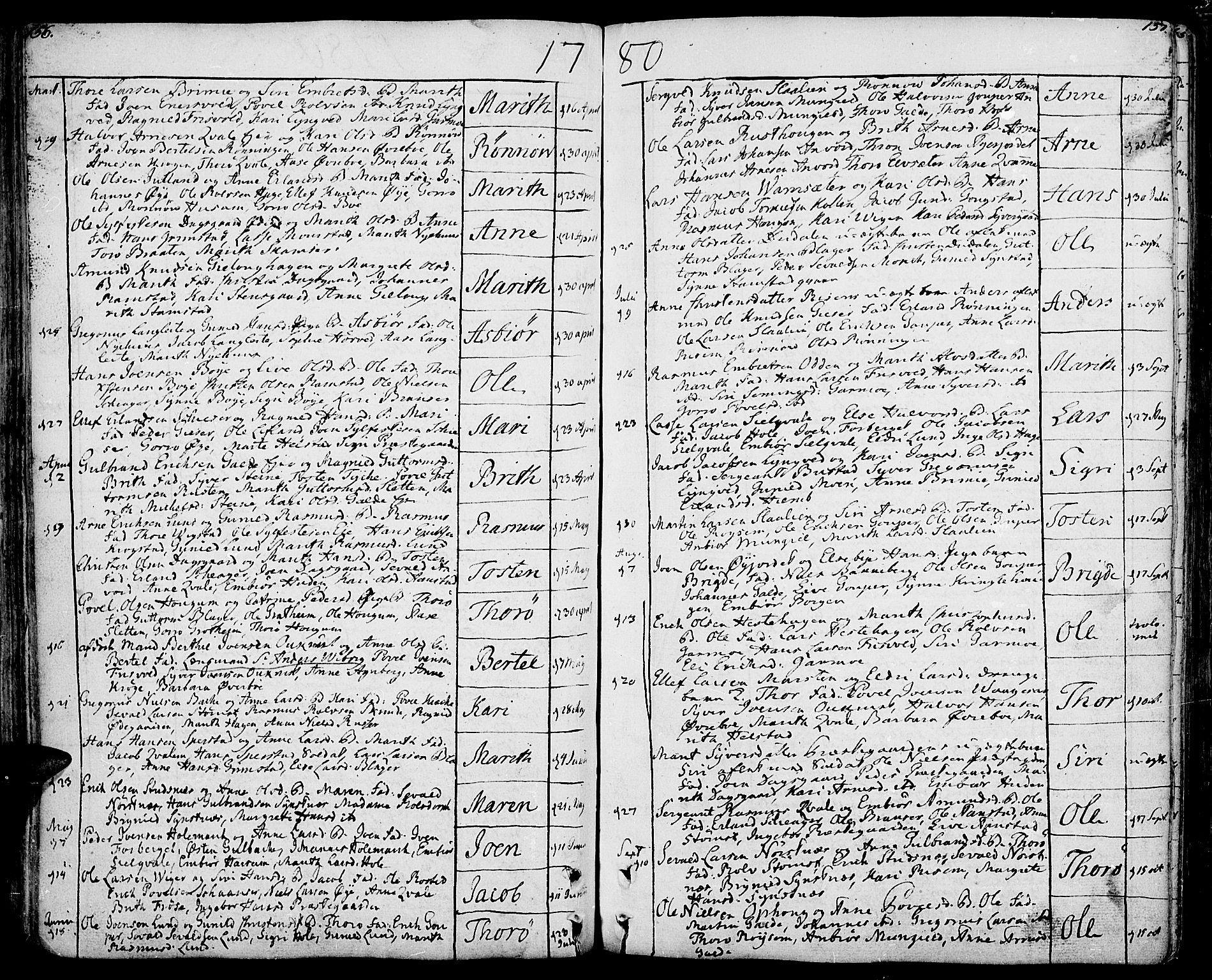 Lom prestekontor, SAH/PREST-070/K/L0002: Parish register (official) no. 2, 1749-1801, p. 156-157