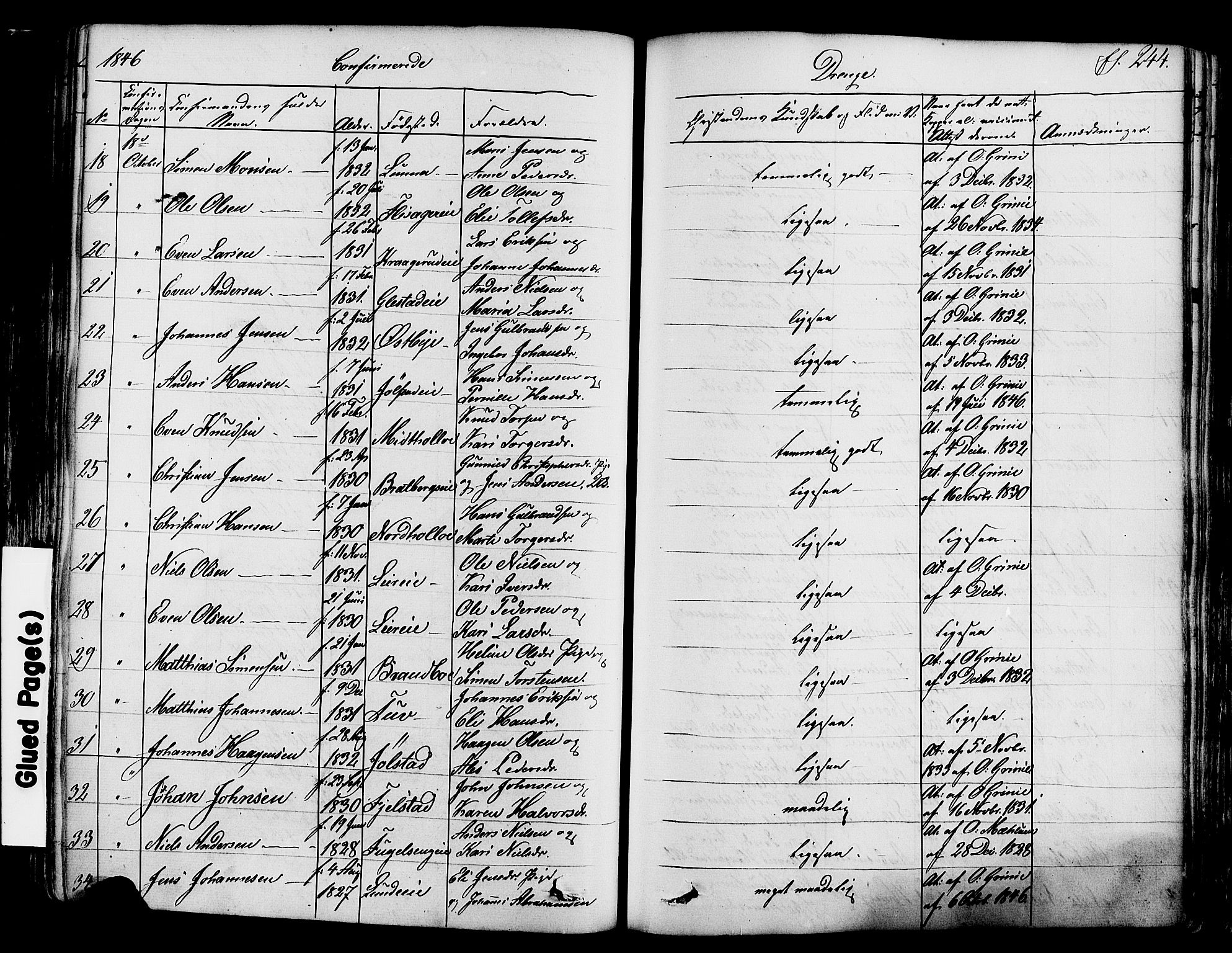 Ringsaker prestekontor, AV/SAH-PREST-014/K/Ka/L0008: Parish register (official) no. 8, 1837-1850, p. 244