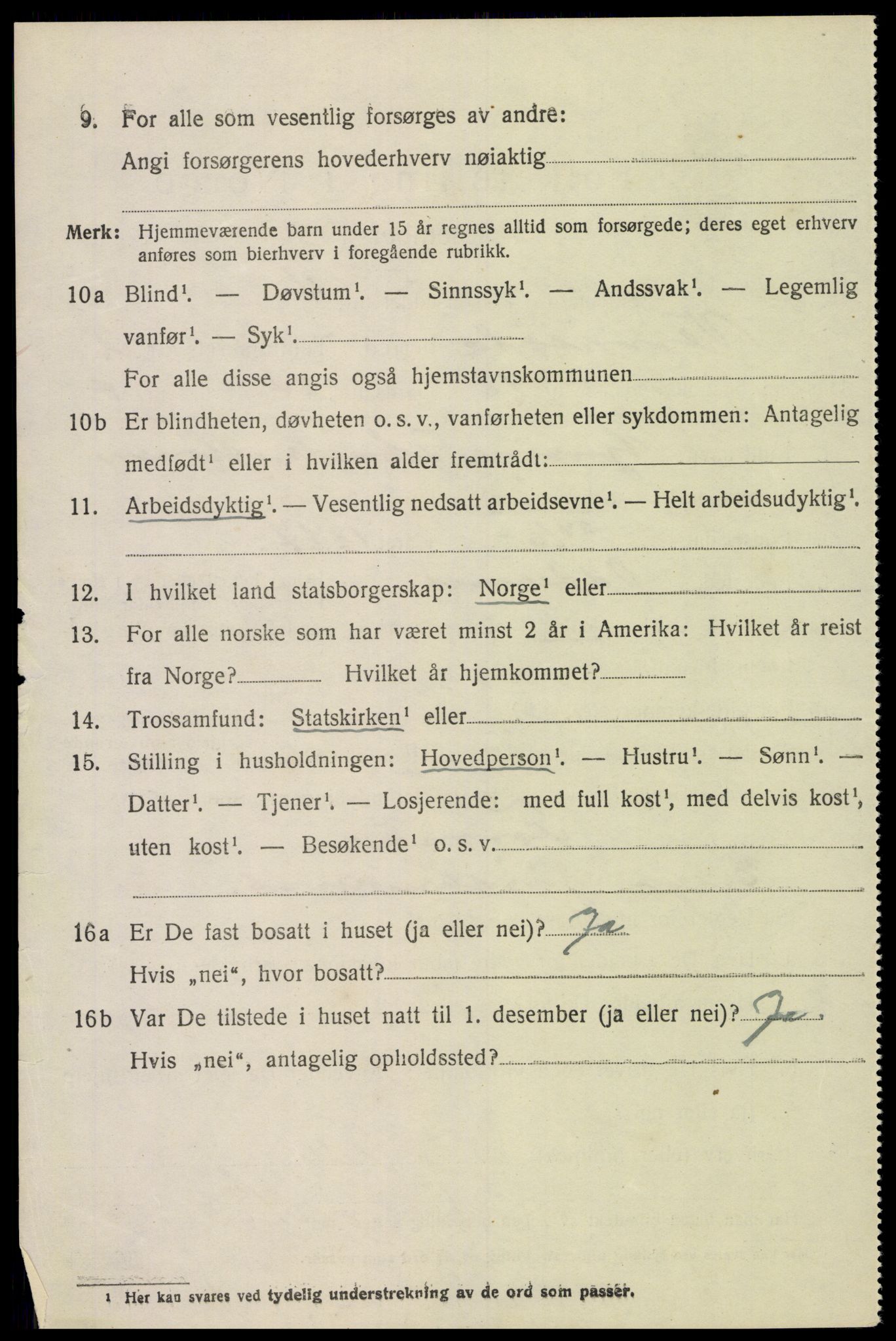 SAK, 1920 census for Vennesla, 1920, p. 2151