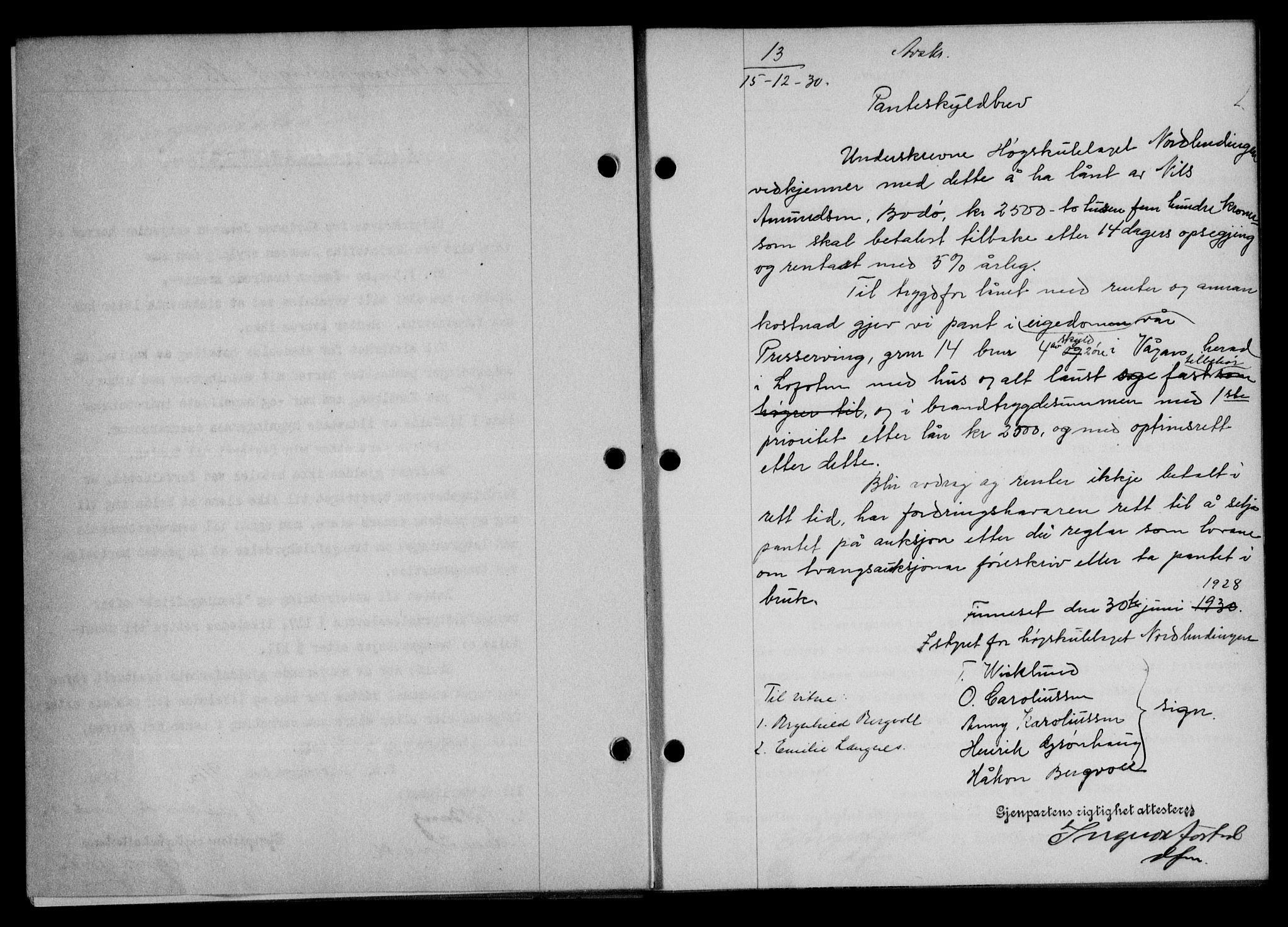 Lofoten sorenskriveri, SAT/A-0017/1/2/2C/L0022b: Mortgage book no. 22b, 1930-1930, Deed date: 15.12.1930