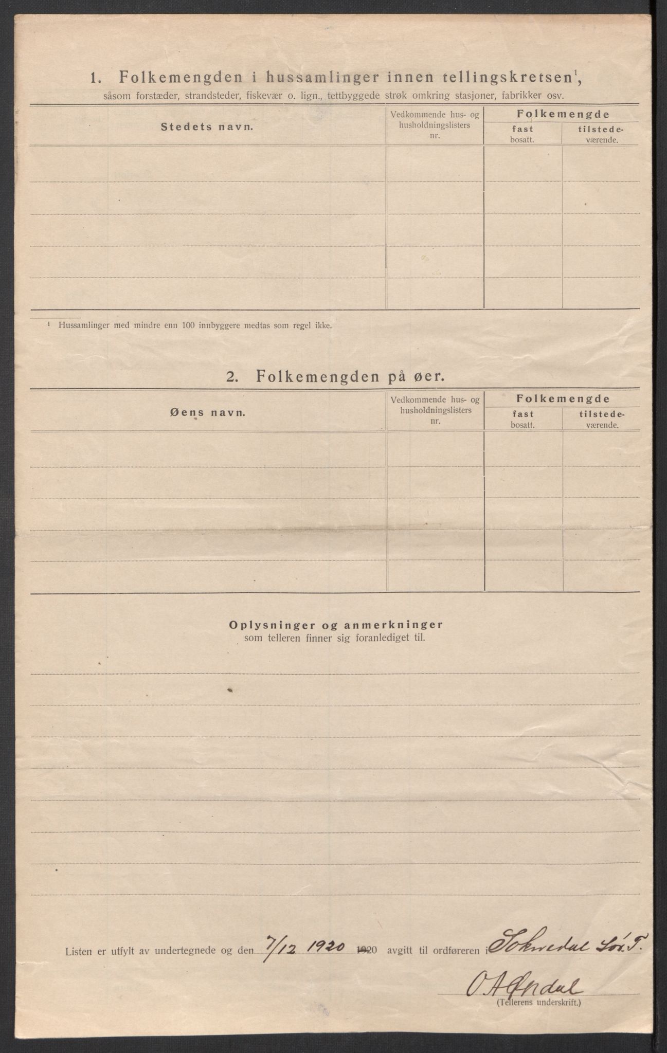 SAT, 1920 census for Soknedal, 1920, p. 36