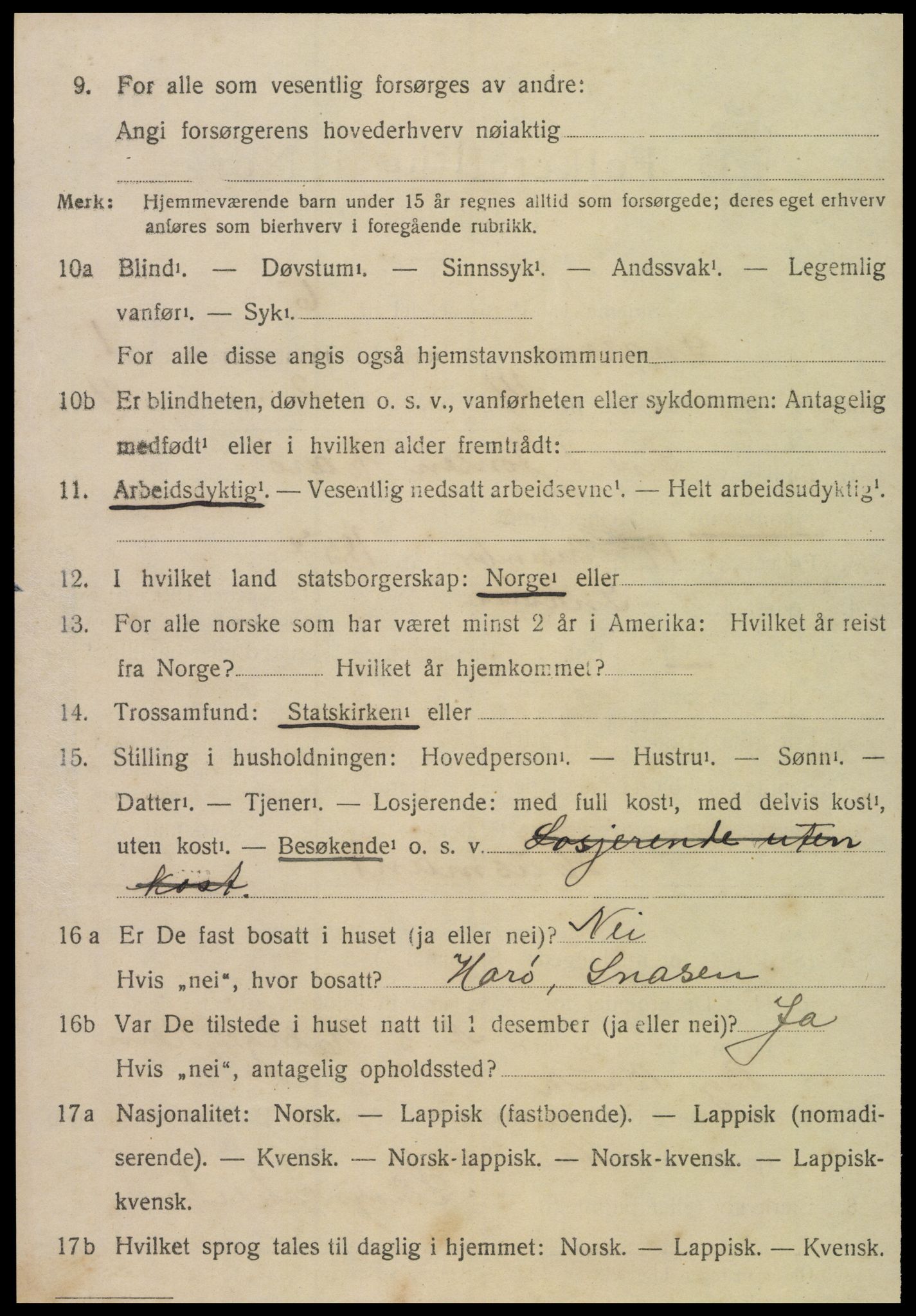 SAT, 1920 census for Snåsa, 1920, p. 1183